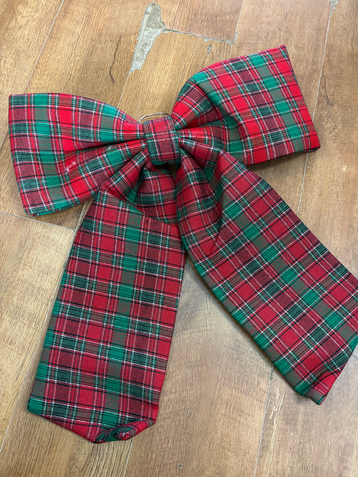 Giant 62cm Tartan Glittered Christmas Bow