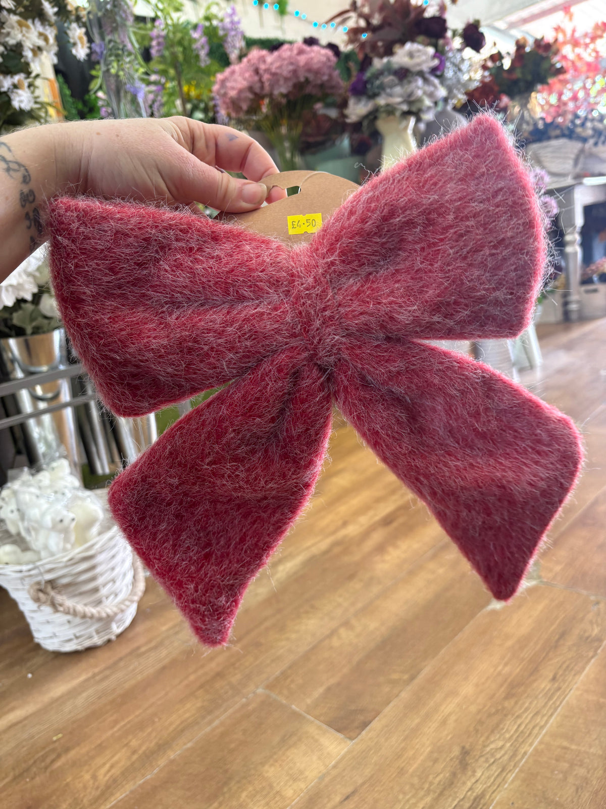 Medium red fleece Christmas bow
