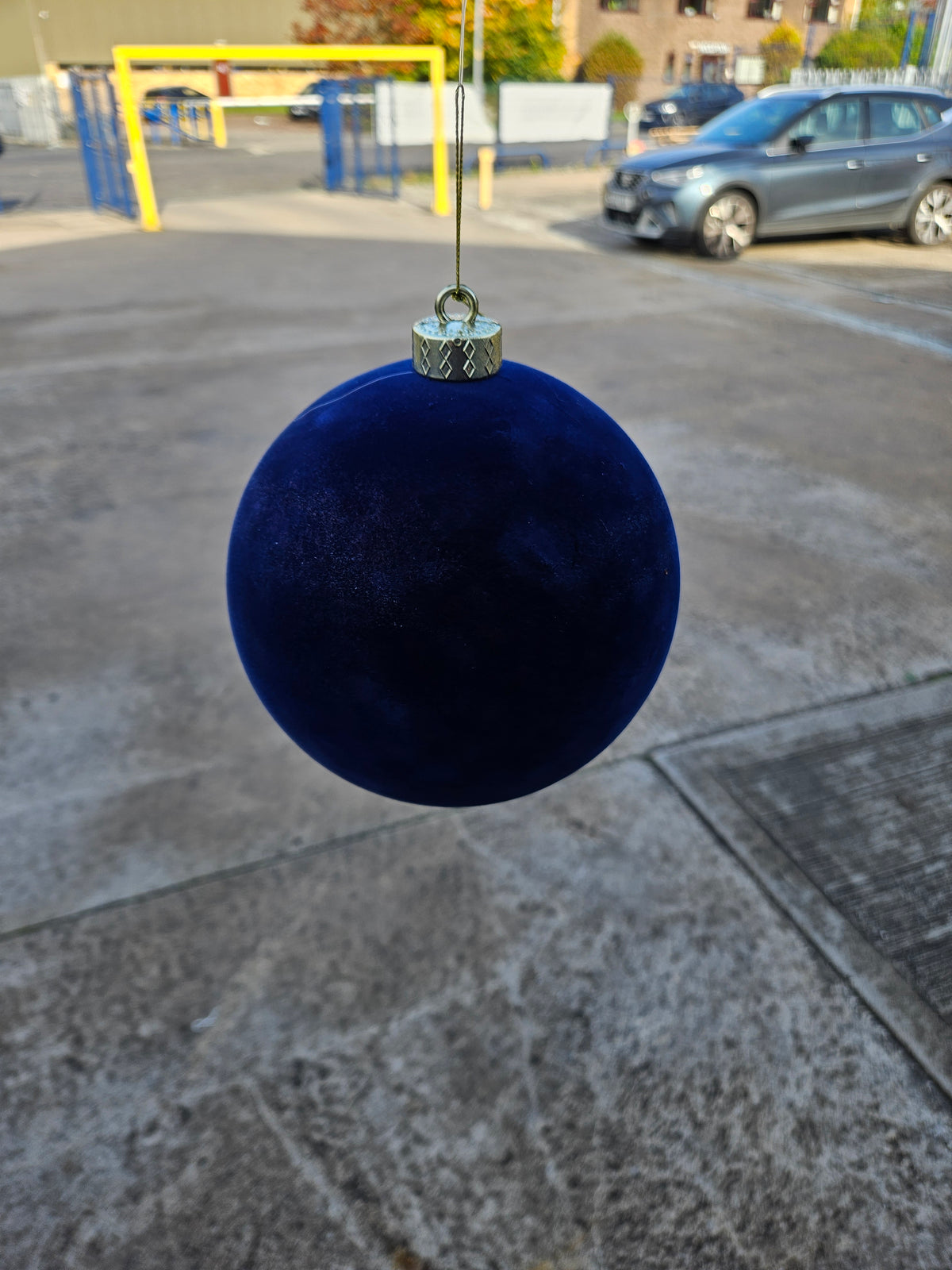 Large 15cm Midnight Blue Velvet Bauble
