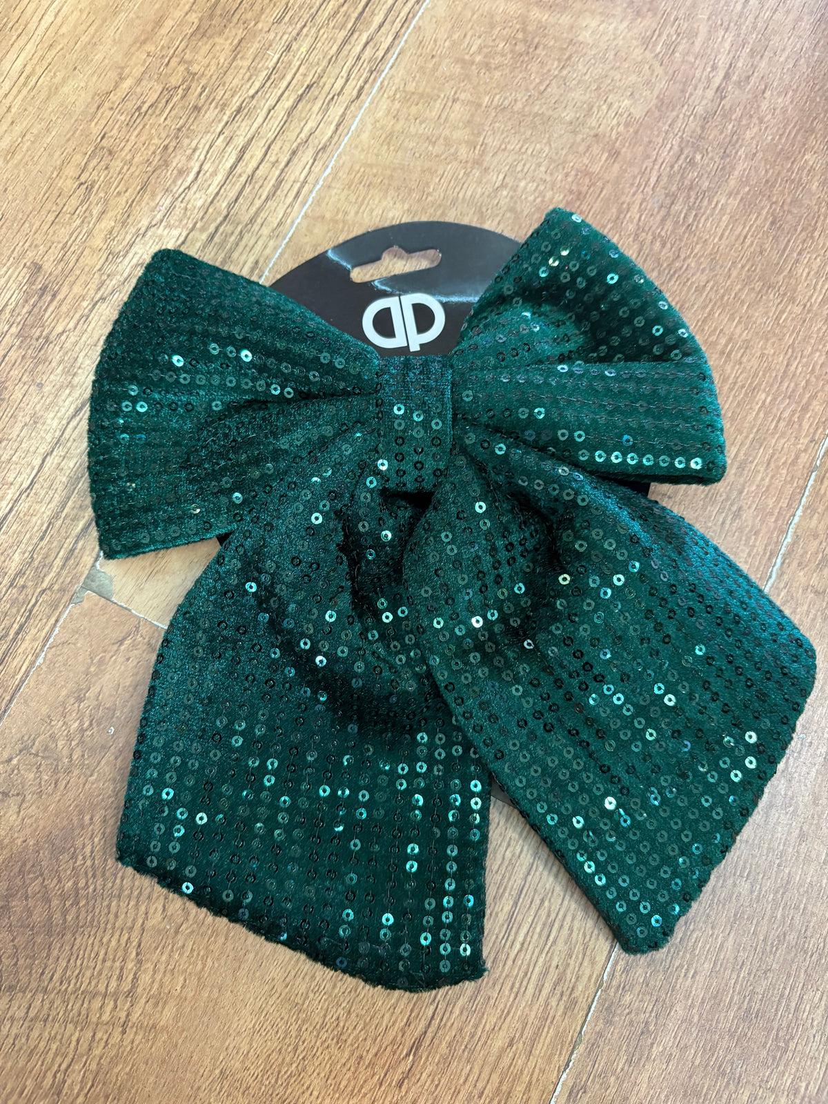 20x24cm emerald green velvet and sequin bow