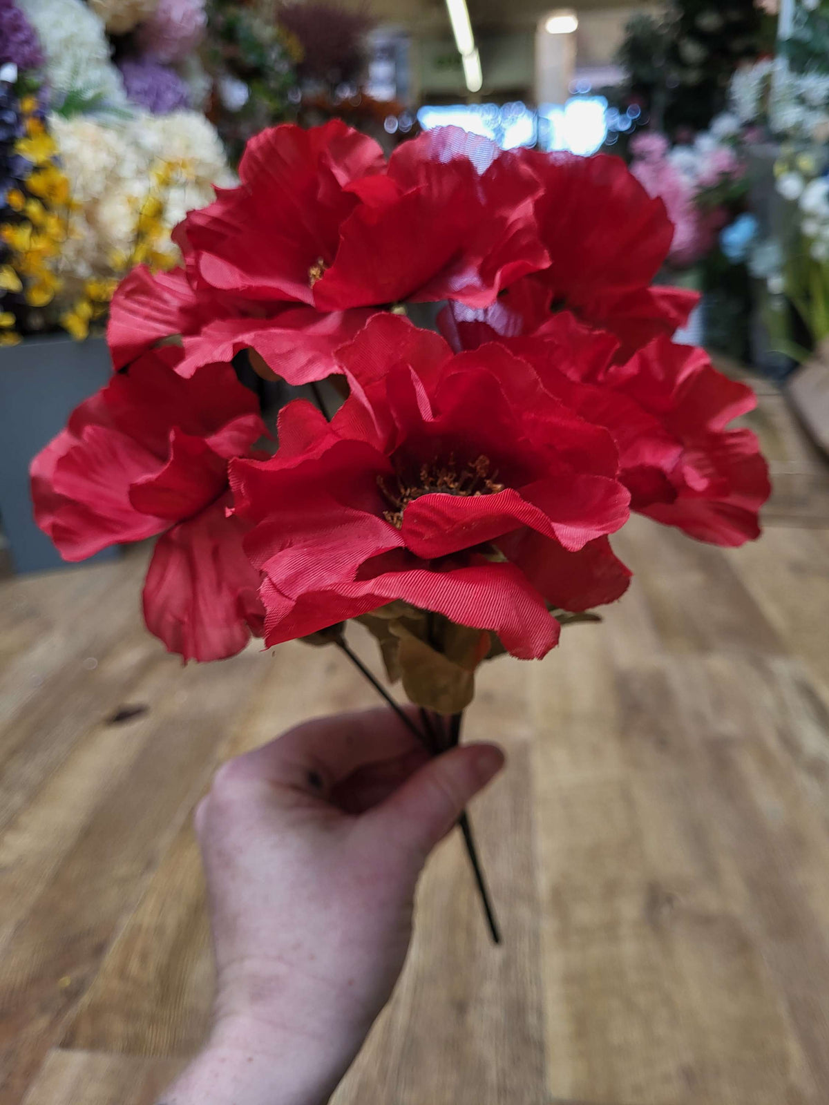 Autumnal red poppy bunch image 6