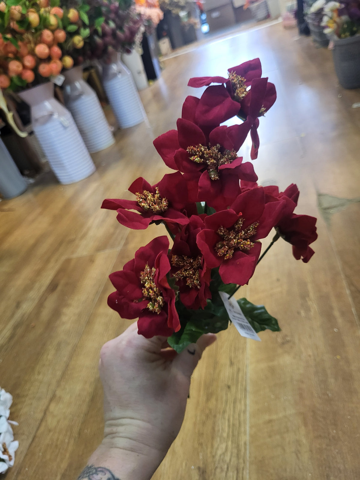 Small head poinsettia bunch - 2 colours available image 6