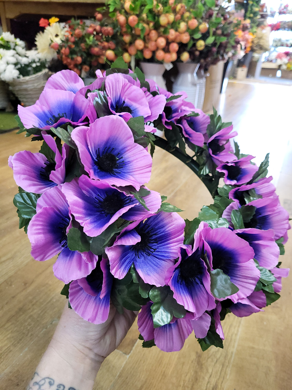 Purple poppy wreath image 3