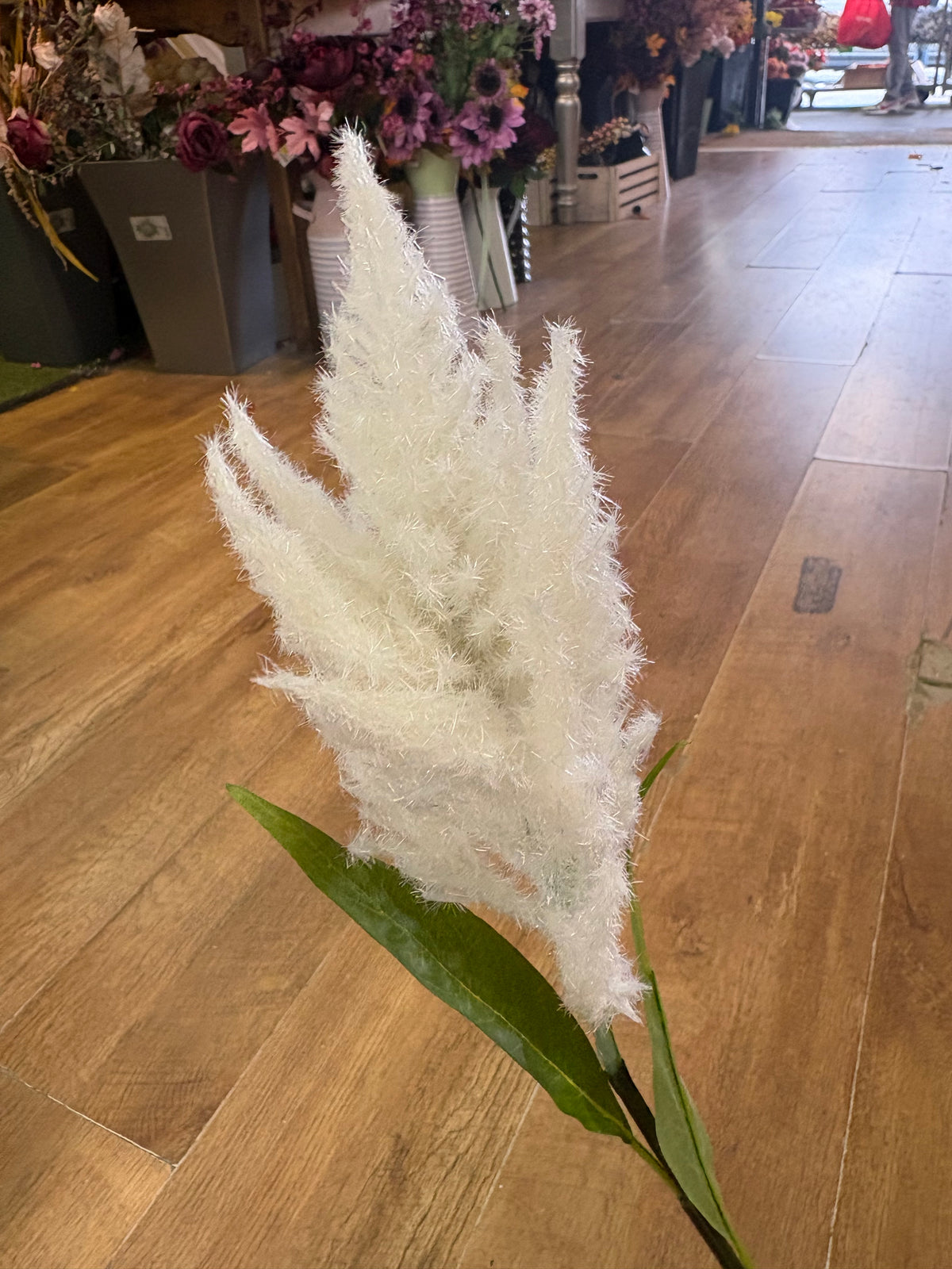 Long stem white flocked astilbe