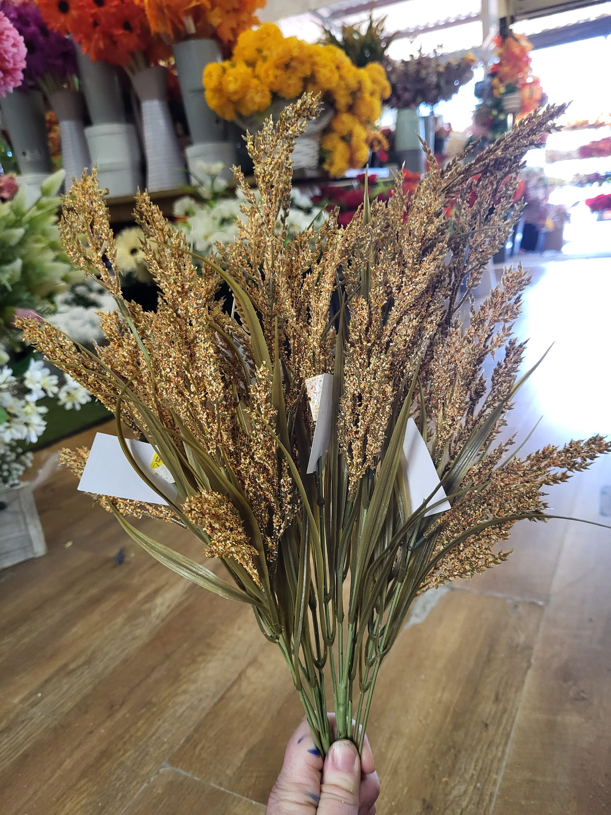 Bundle of 4 Long stem orange autumnal Heather sprays image 3