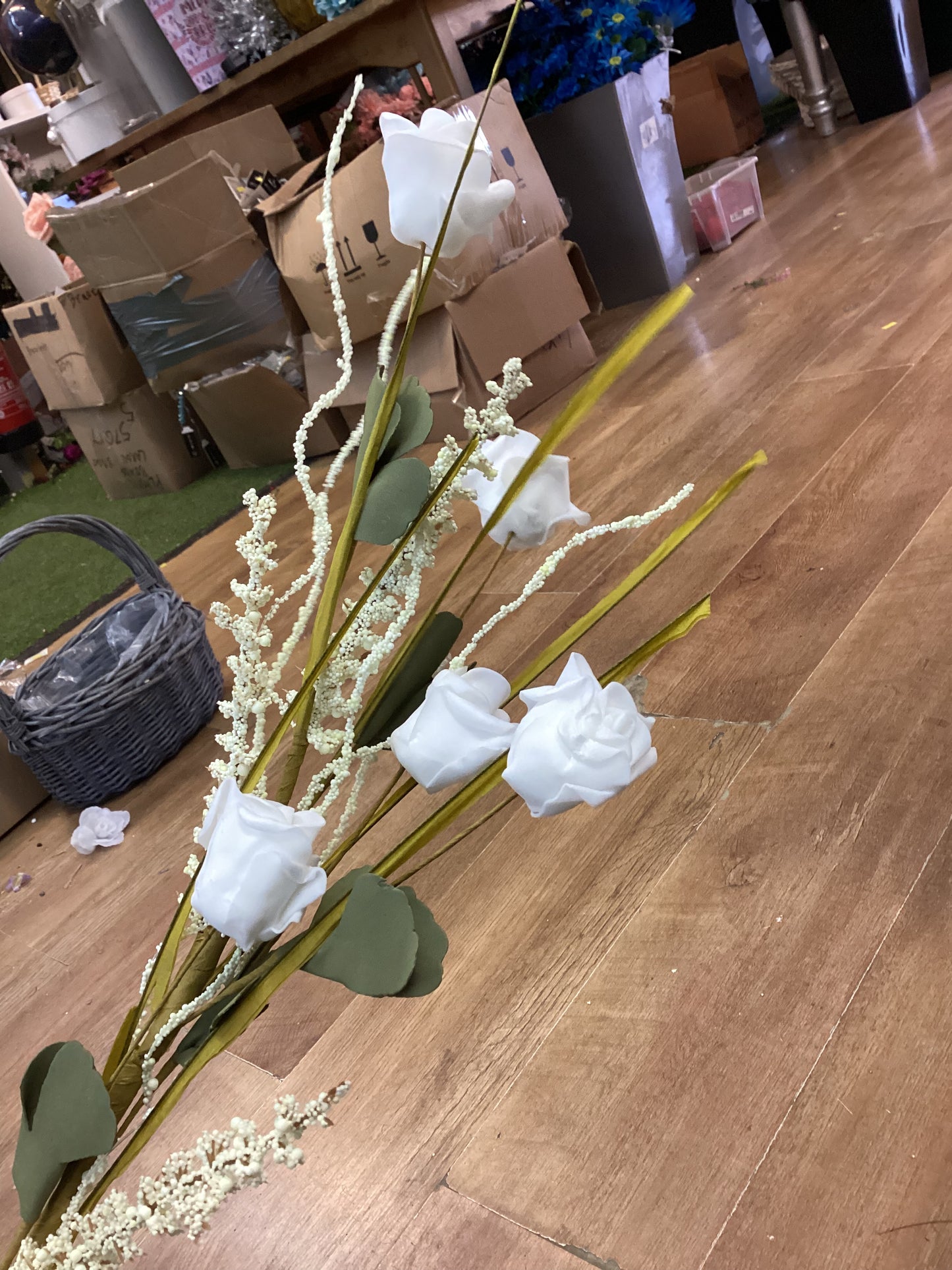 Long stem white and cream rose mix spray
