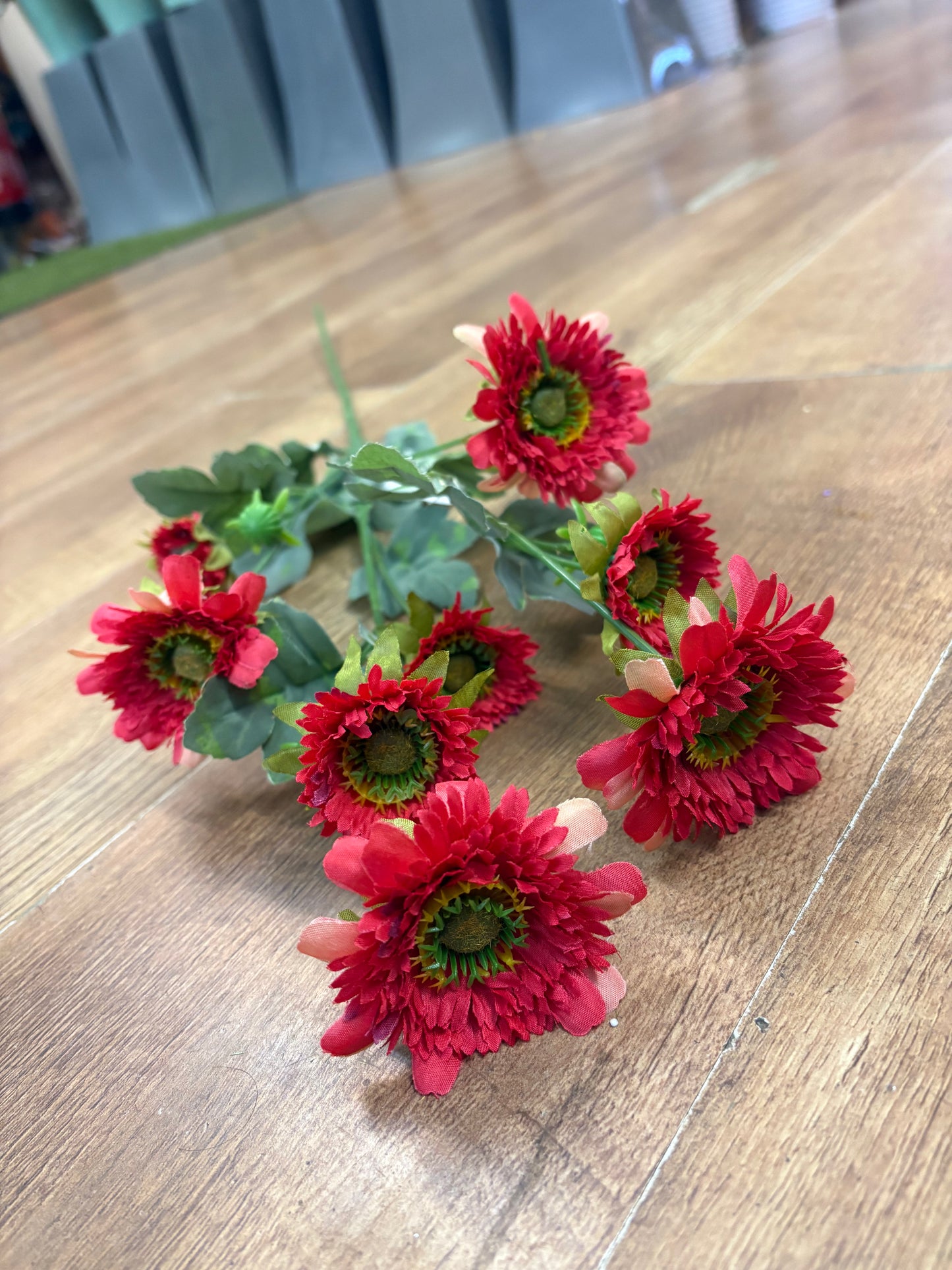 Long stem red gerbera spray