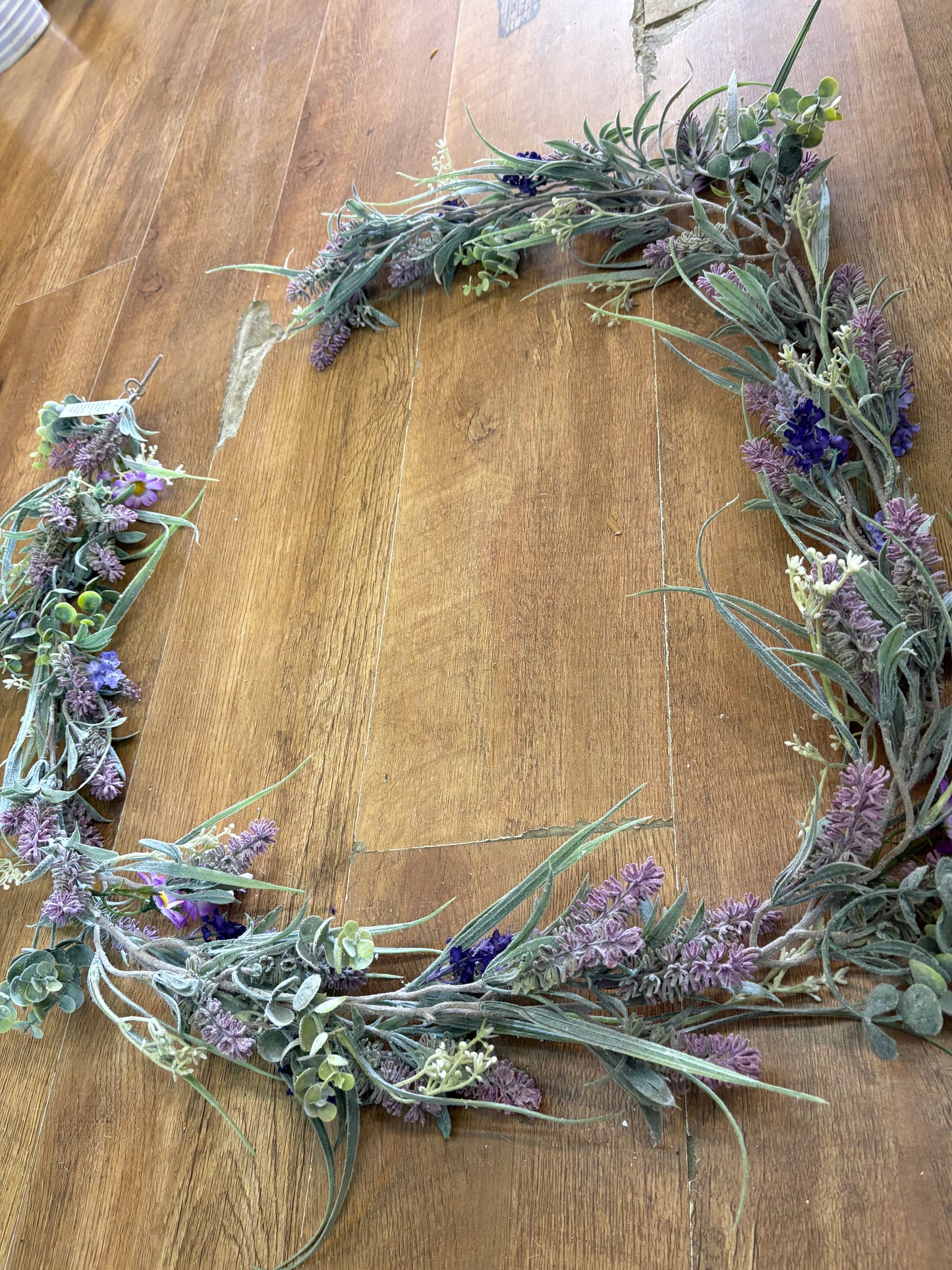 180cm wild lavender and wild flower flocked garland