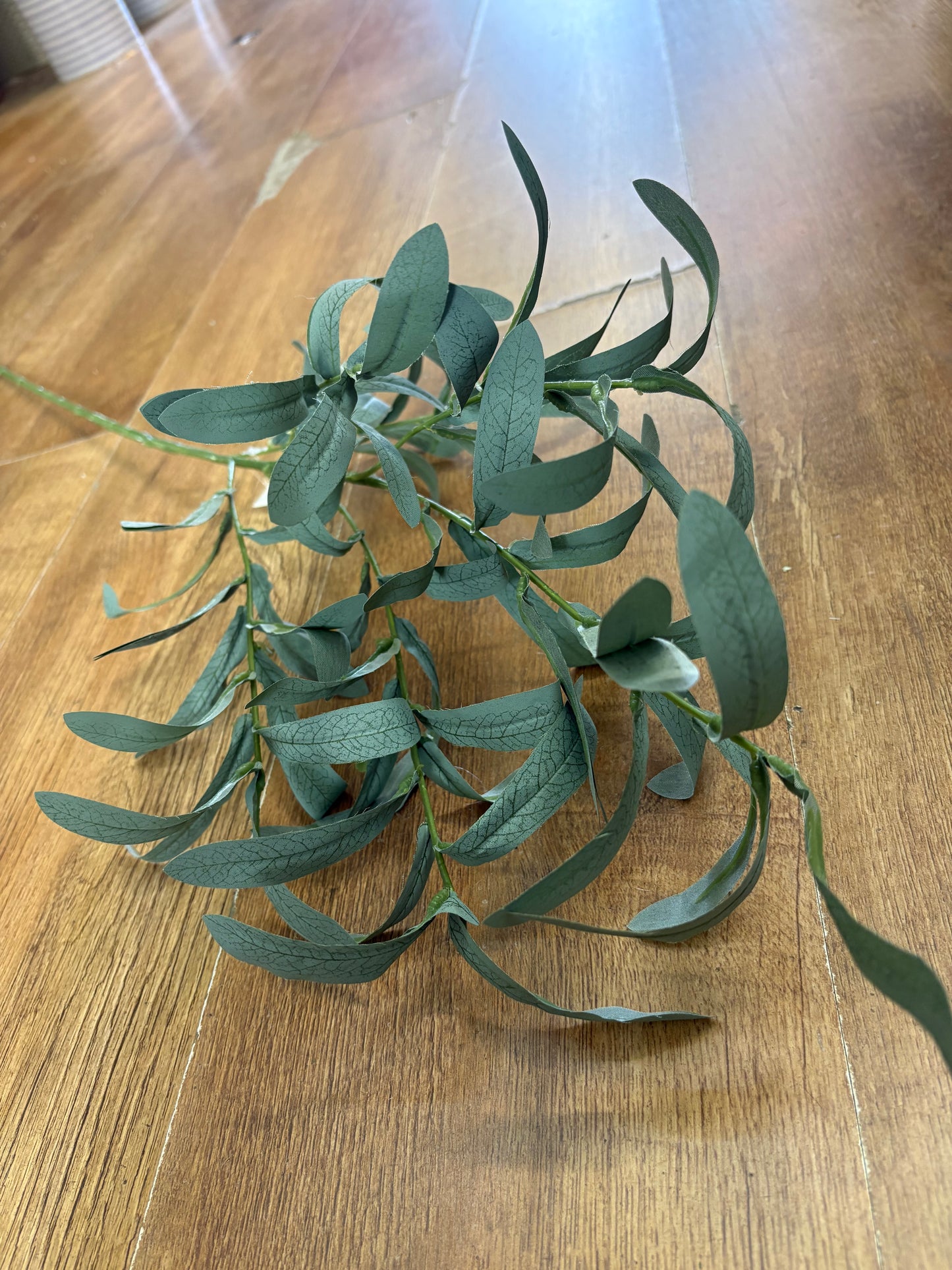 Long stem natural green olive leaf spray