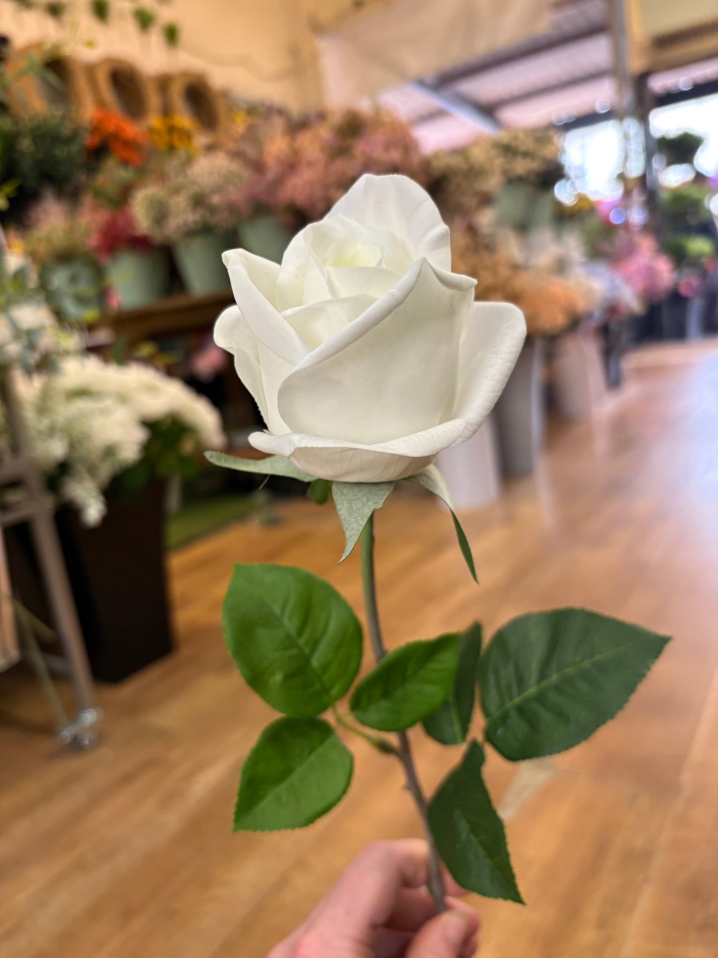 Ivory real touch deluxe single rose