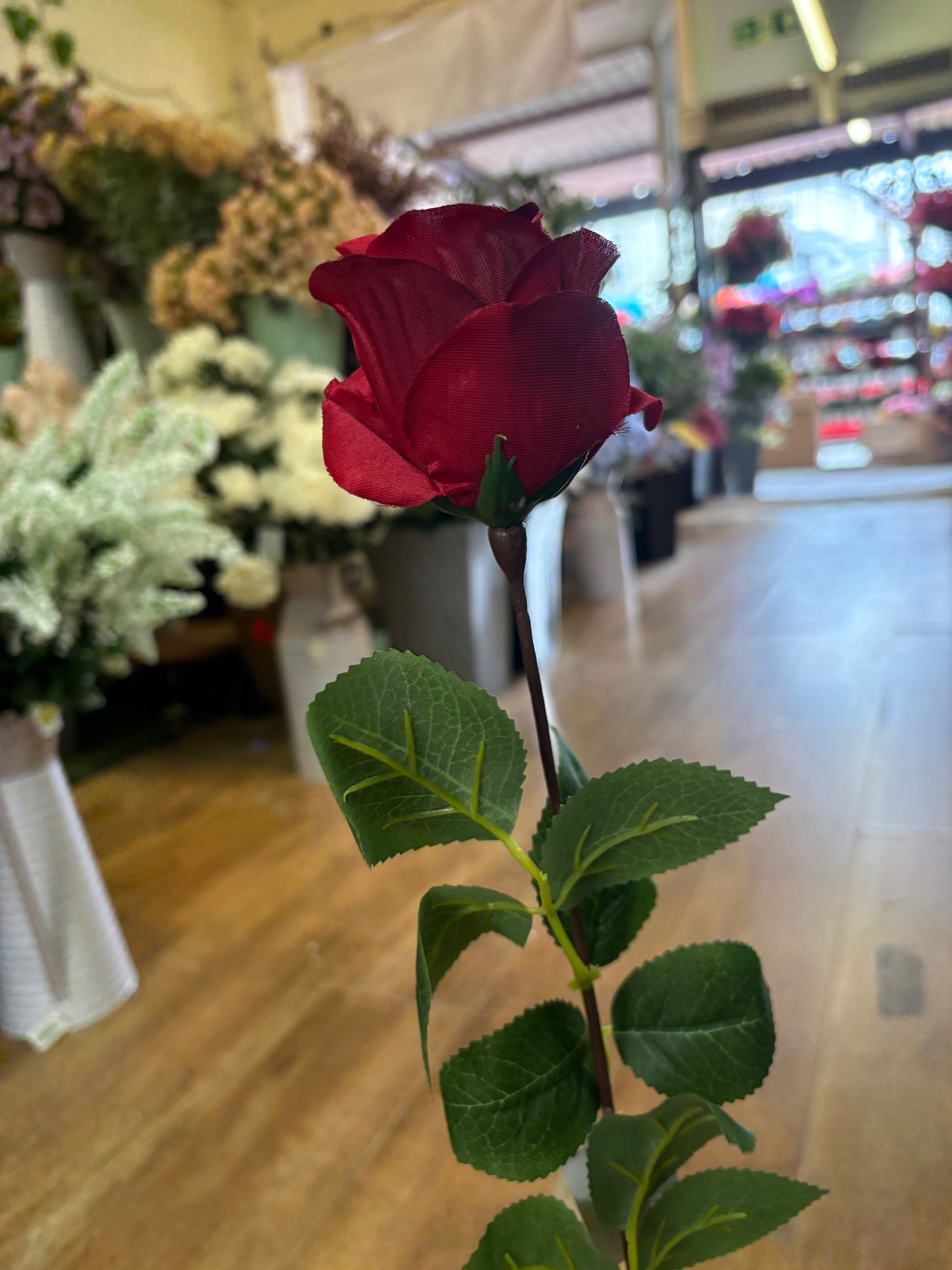 Long stem darker toned red rose - 2 styles available