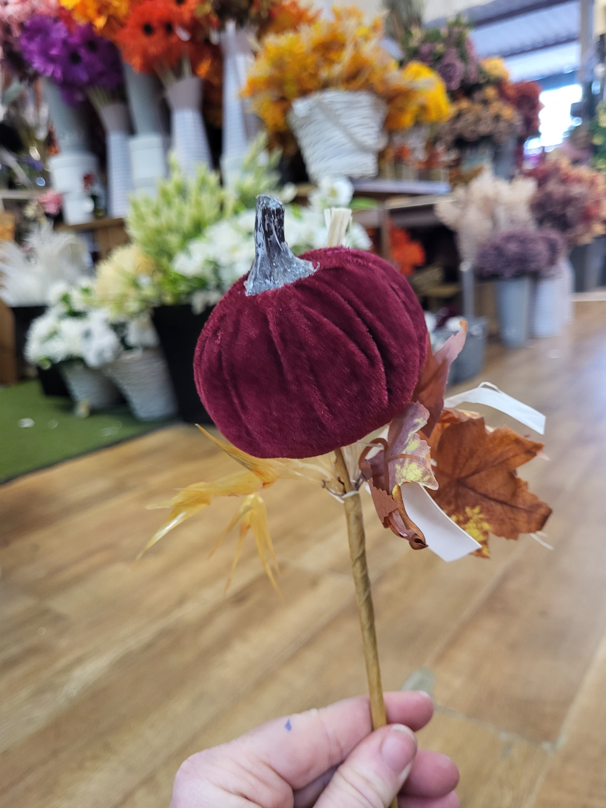 Medium Burgundy Velvet pumpkin stem image 3