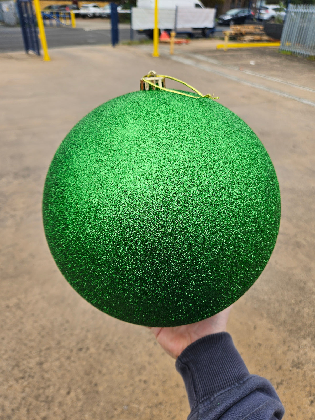 Large 25cm Glittered Green Christmas Bauble