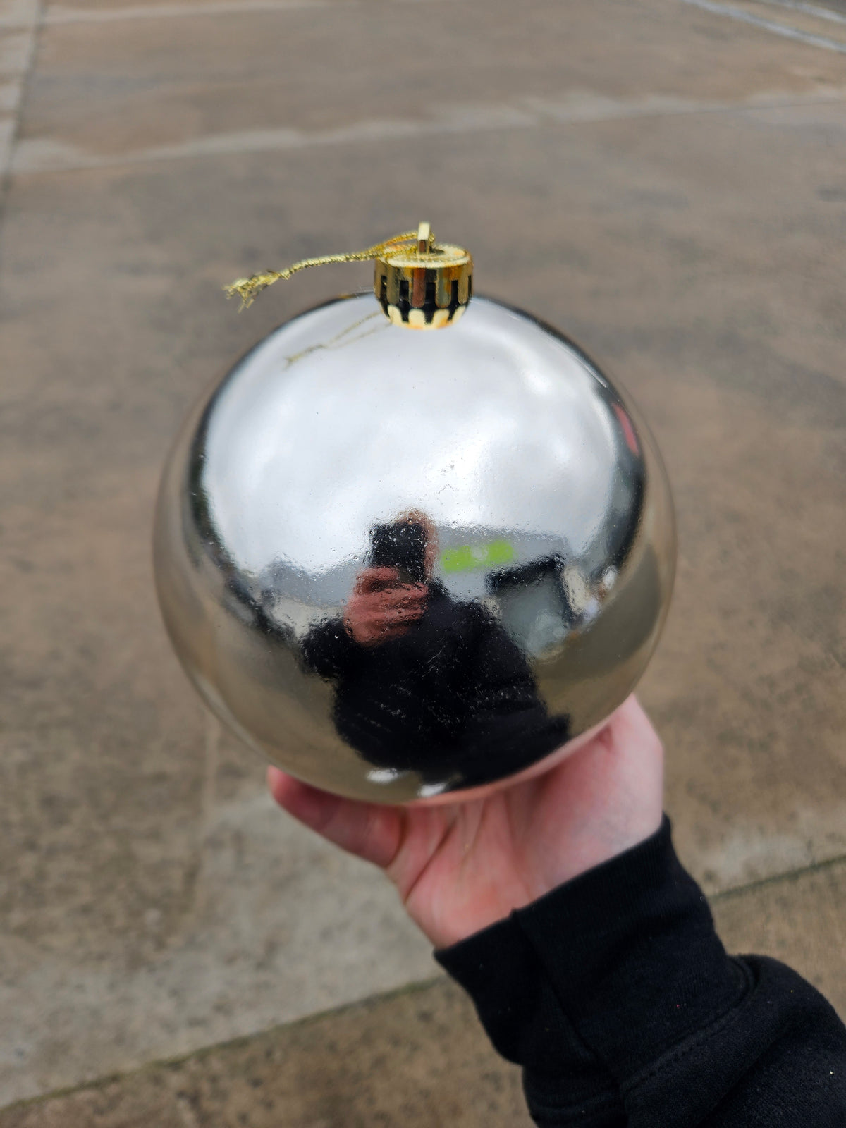 Large 15cm Shiny Champagne Christmas Bauble