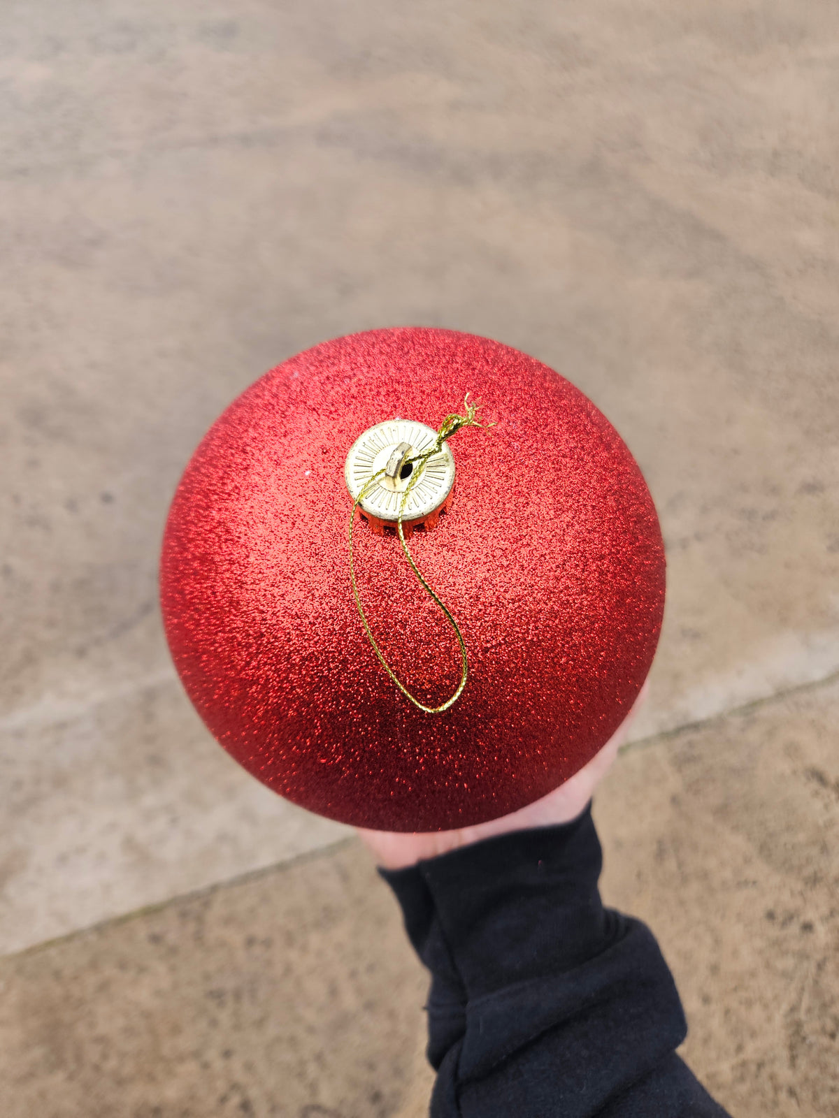 Large 15cm Glittered Red Christmas Bauble