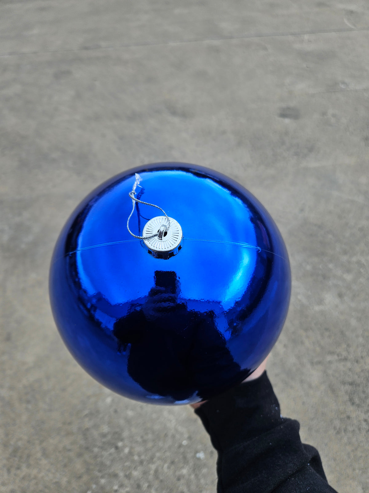 Large 20cm Shiny Blue Christmas Bauble