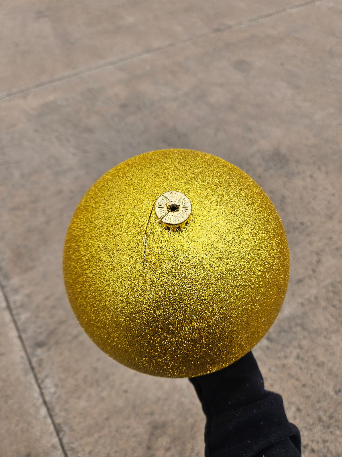 Large 20cm Glittered Gold Christmas Bauble