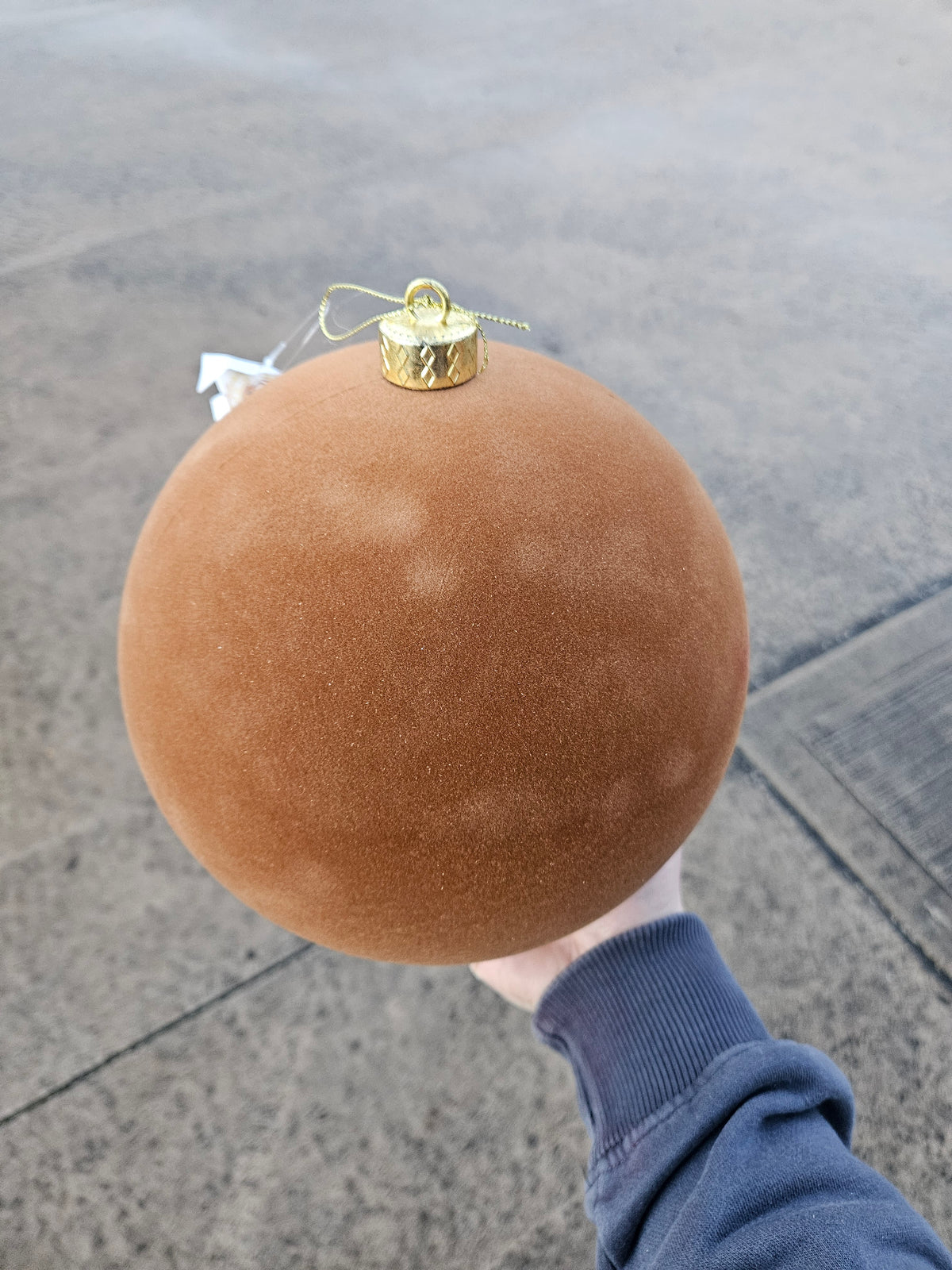 Large 20cm Chocolate Brown Velvet Bauble