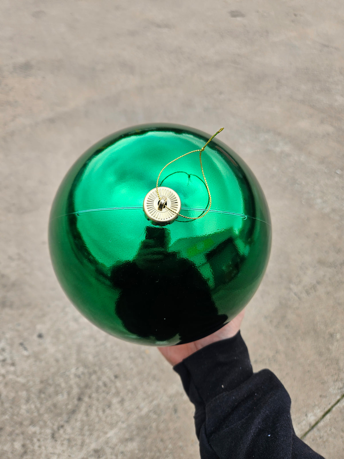 Large 20cm Shiny Green Christmas Bauble