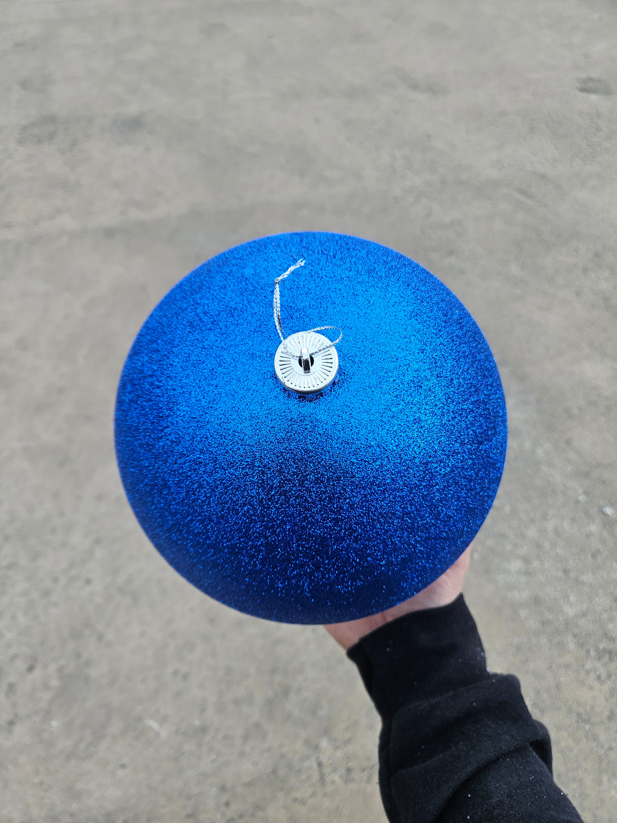 Large 20cm Glittered Blue Christmas Bauble