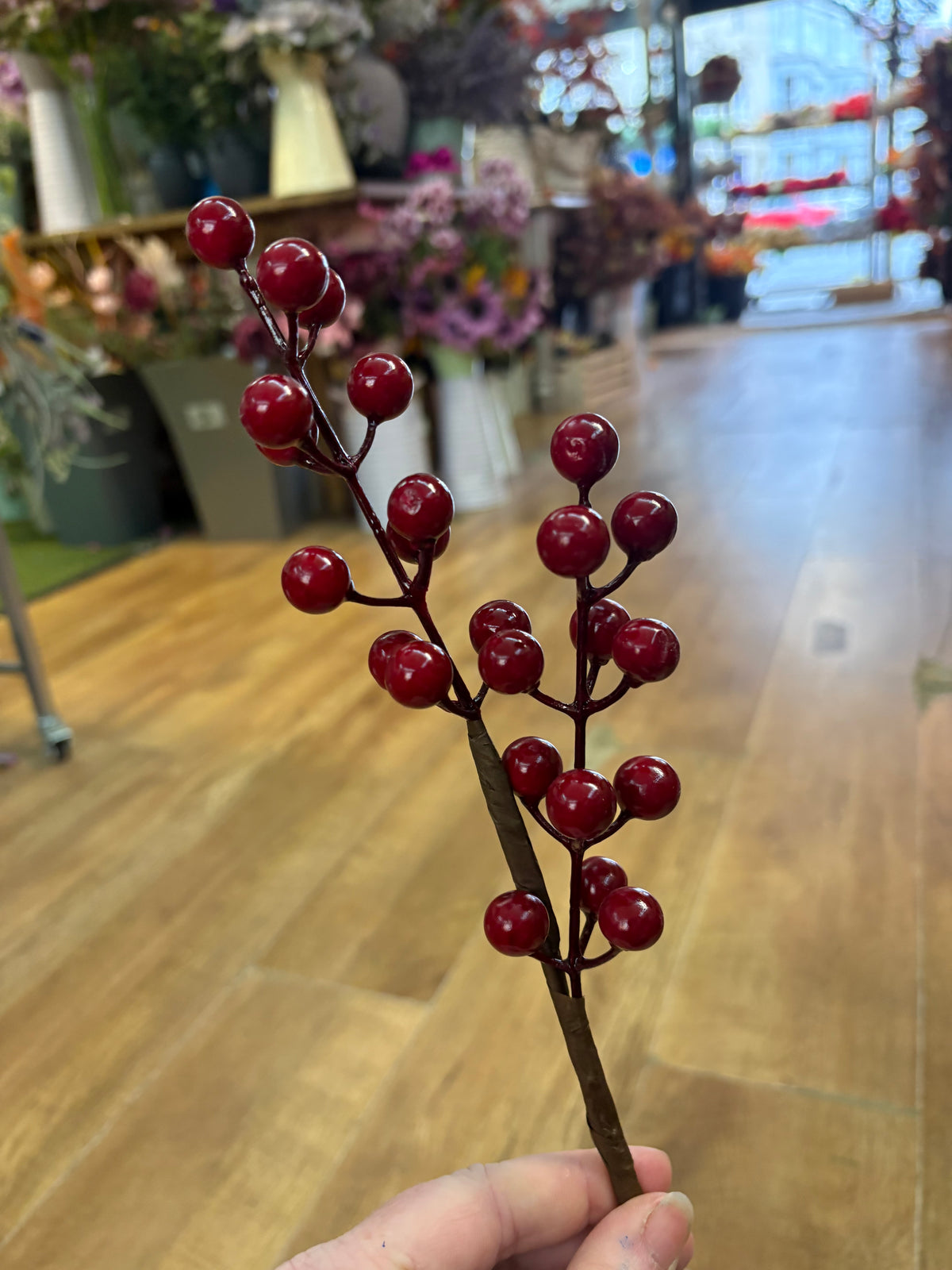 Red long stem berry pick