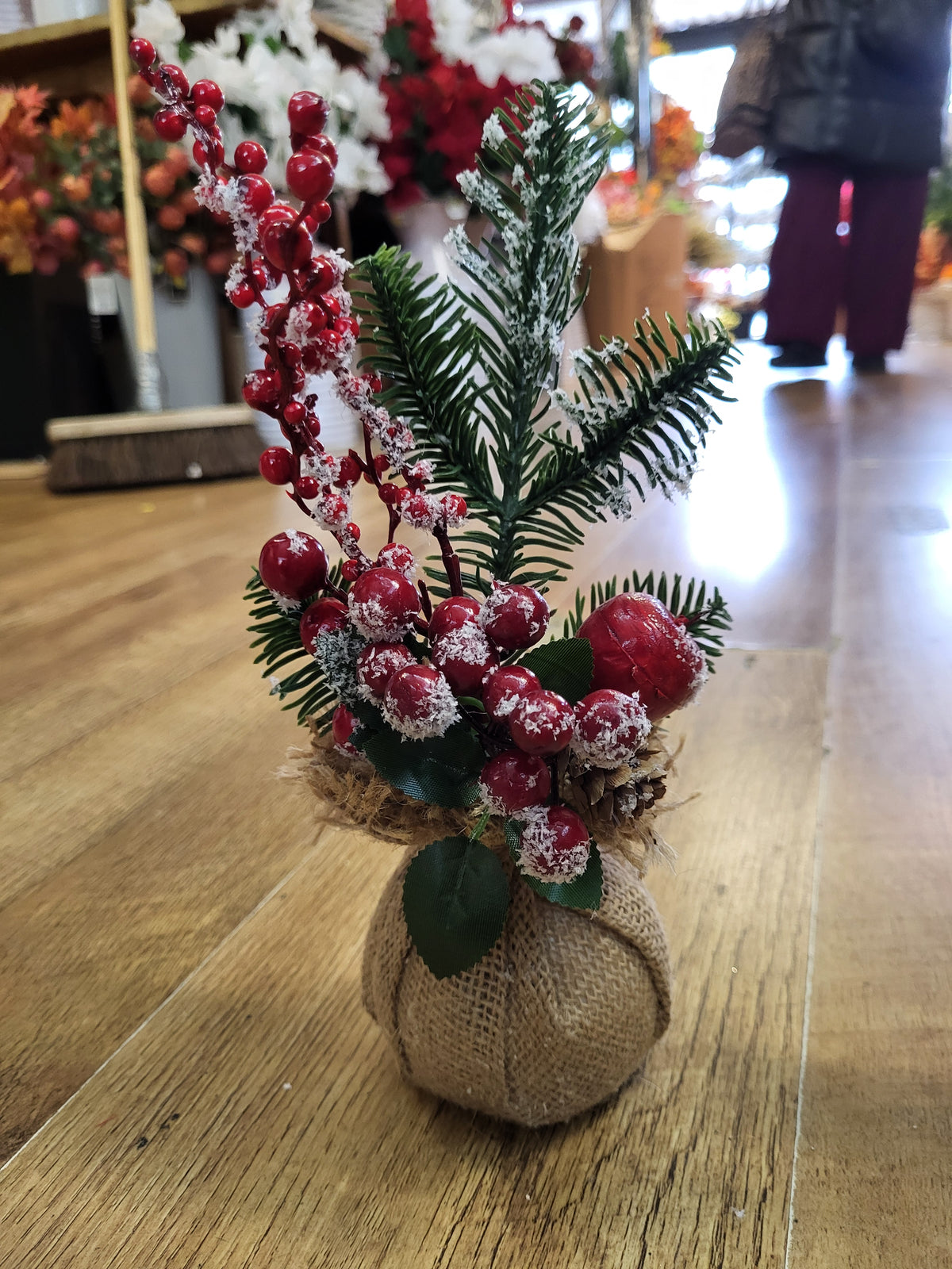 Berries and foliage in burlap - 2 styles available image 1