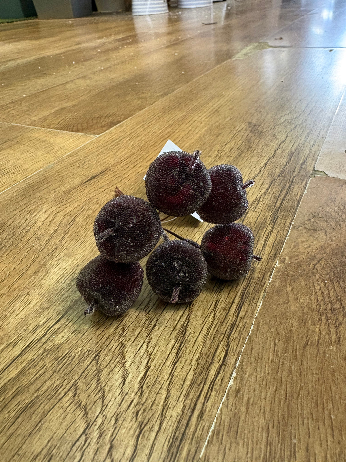 Bundle of 6 small frosted burgundy apple picks