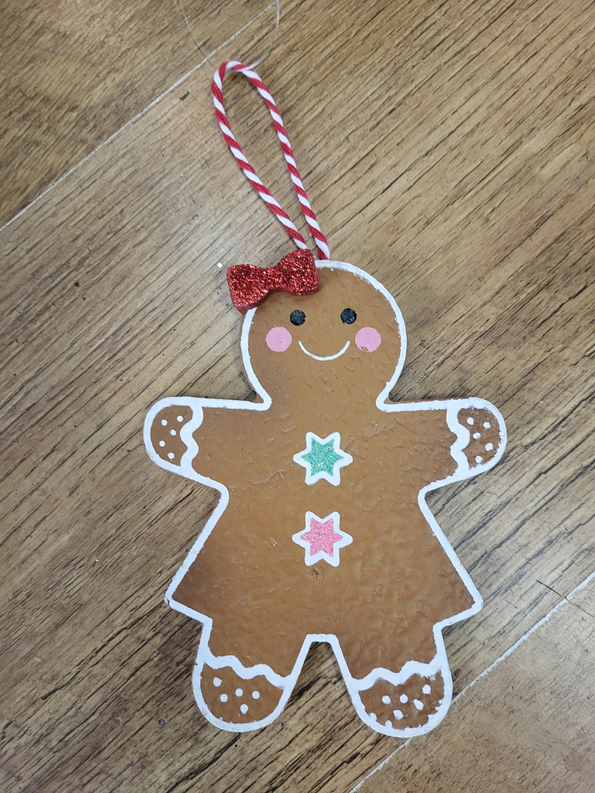 13cm gingerbread girl hanging wooden decoration image 1