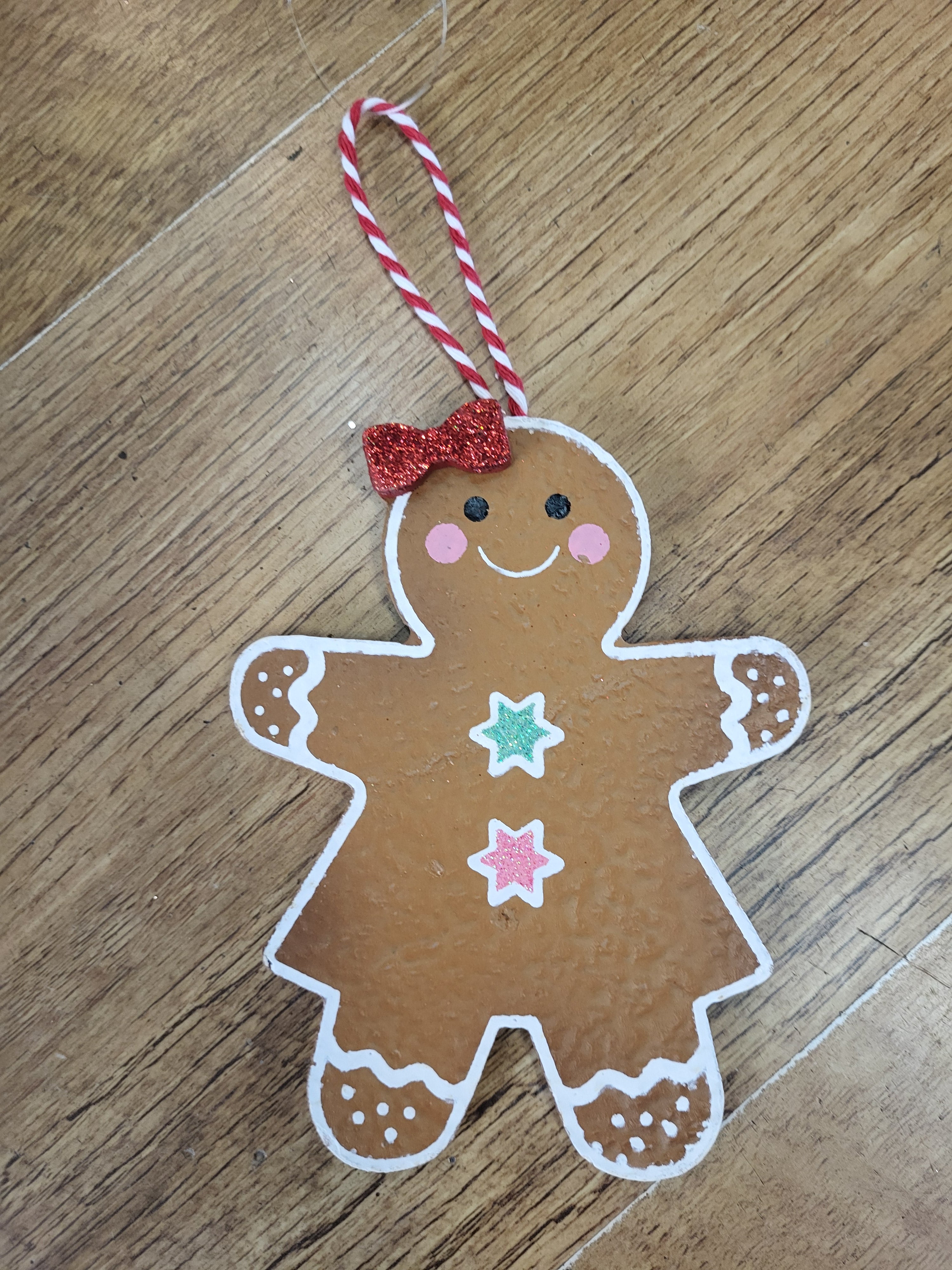 13cm gingerbread girl hanging wooden decoration image 1