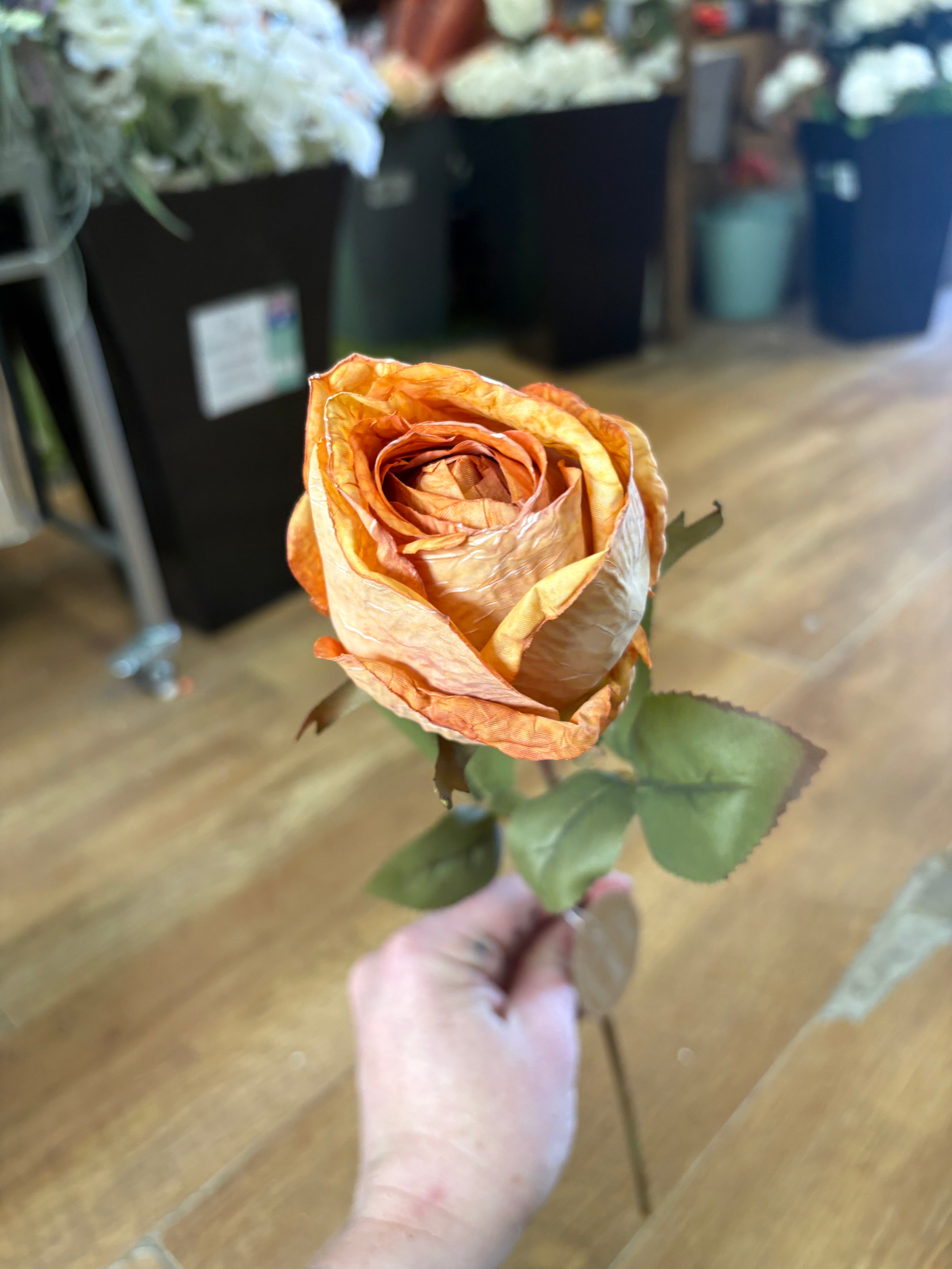 Dried inspired Honey Sunset single rose