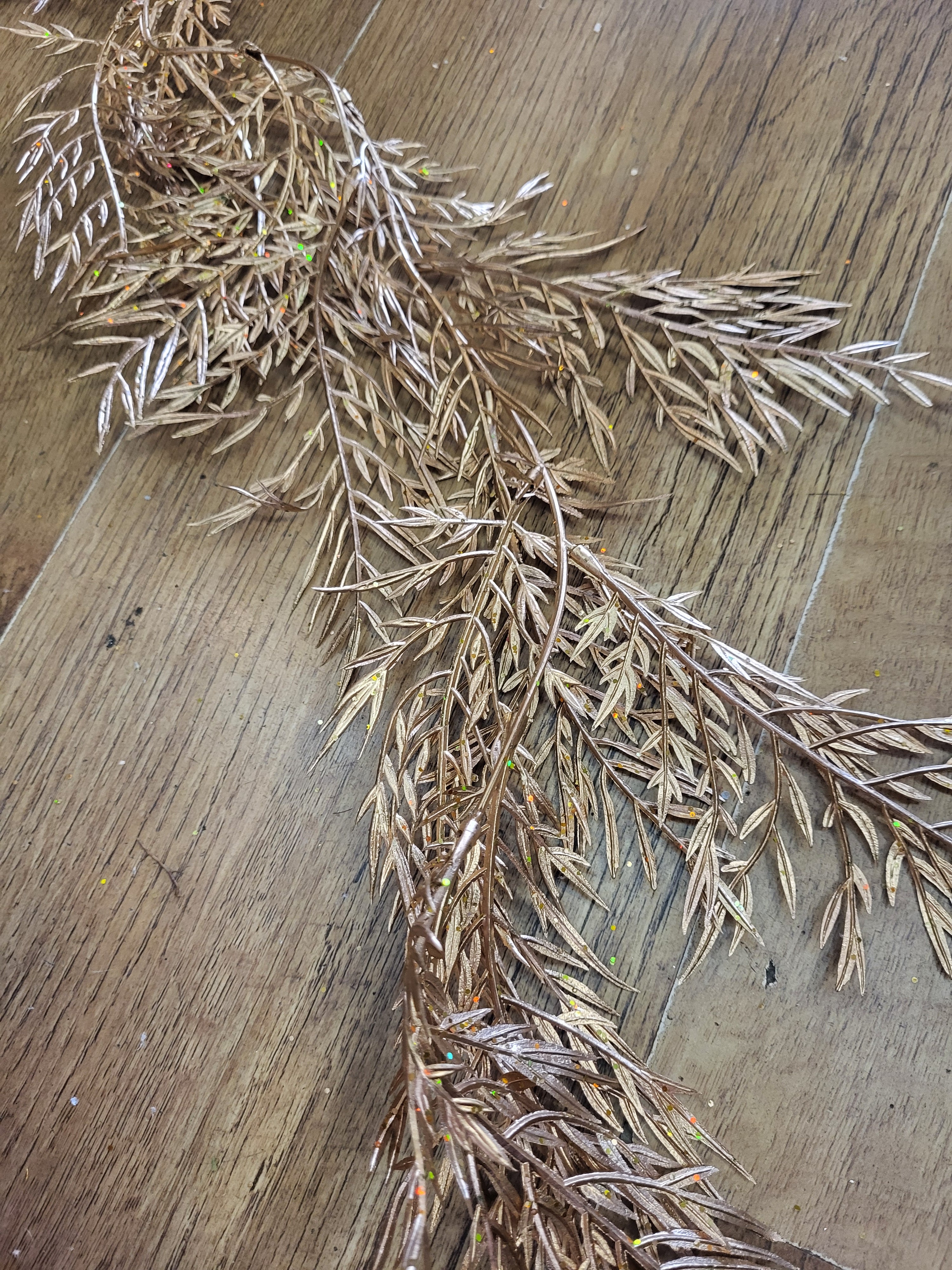 6ft slightly glittered metallic gold fern garland image 3