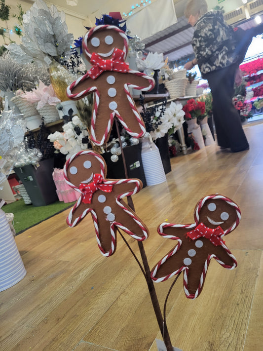 Long stem felt gingerbread man spray image 0