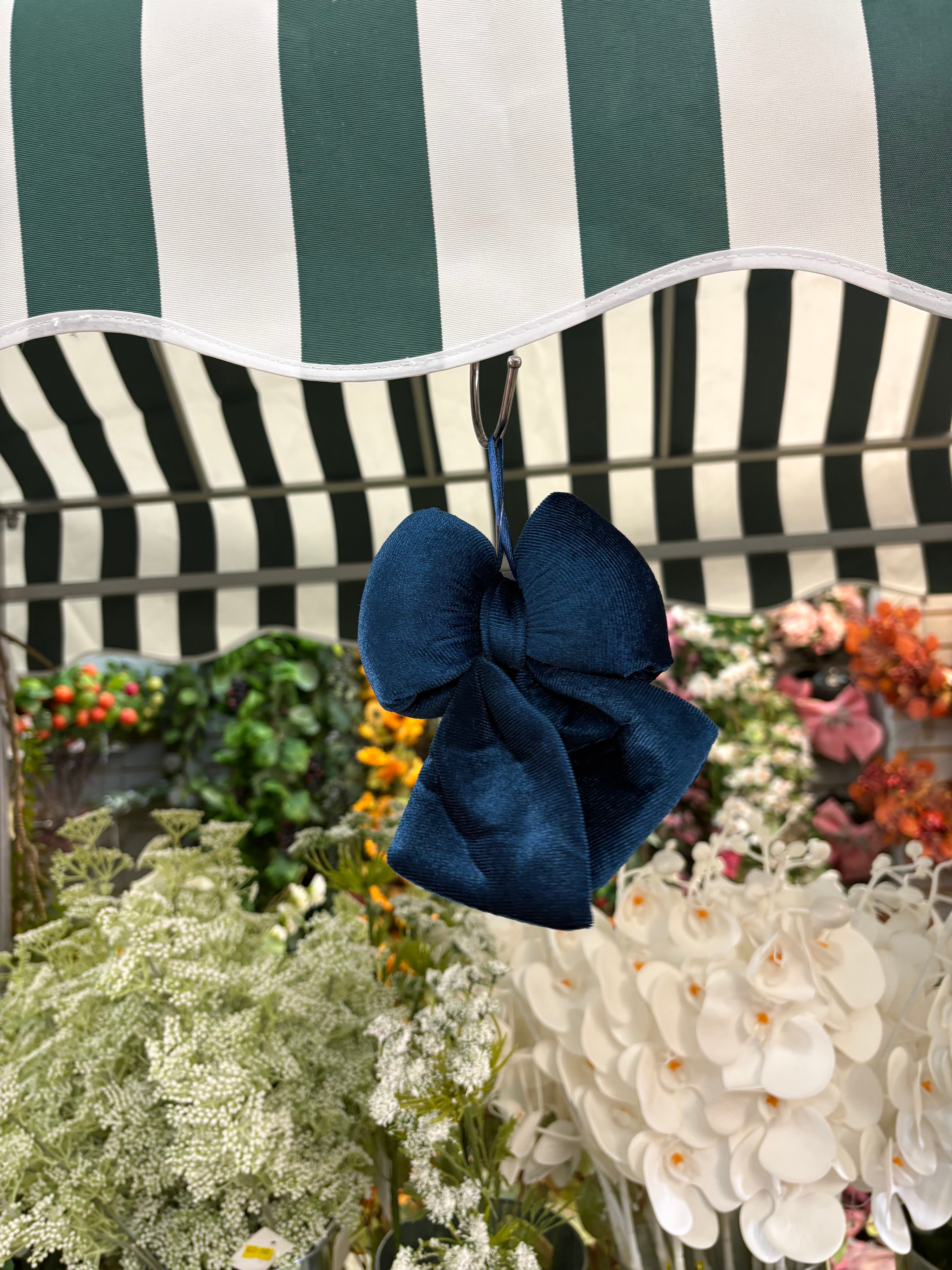 Tiny dark blue velvet Christmas bow