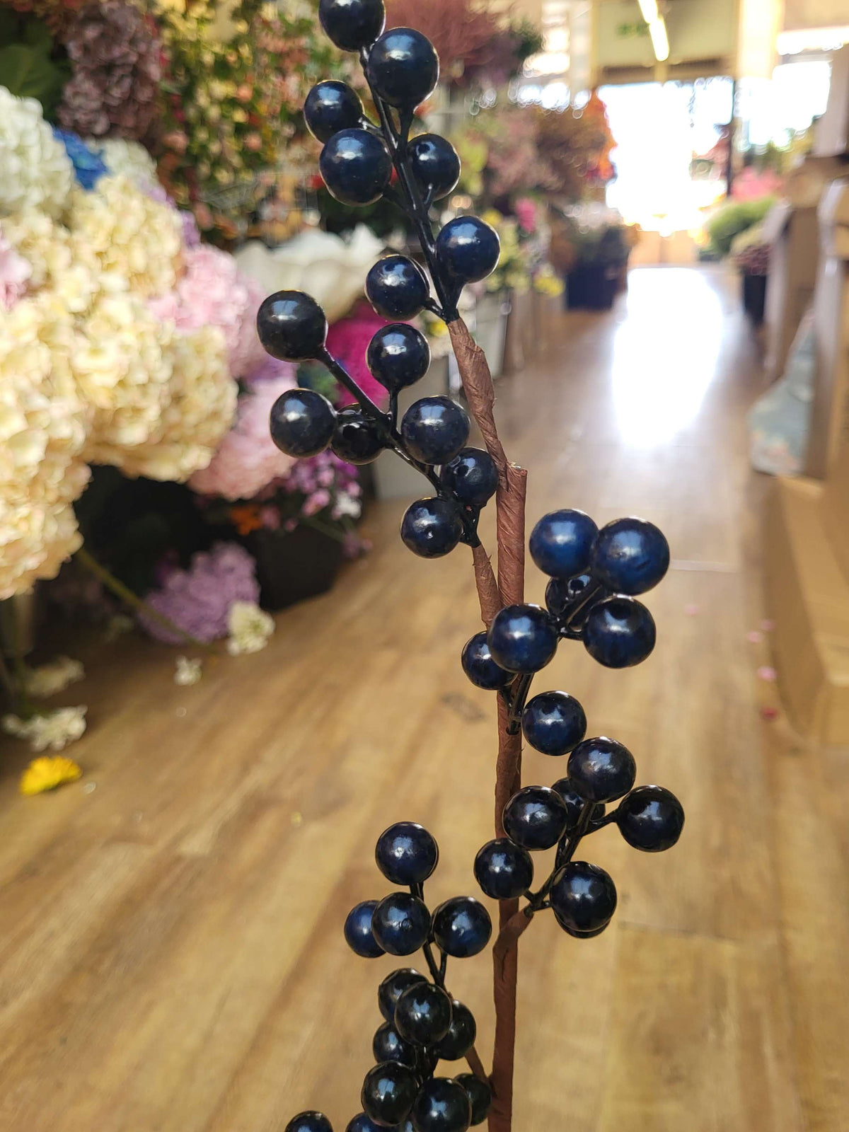 Bundle of 8 black/blue toned berry stems image 1