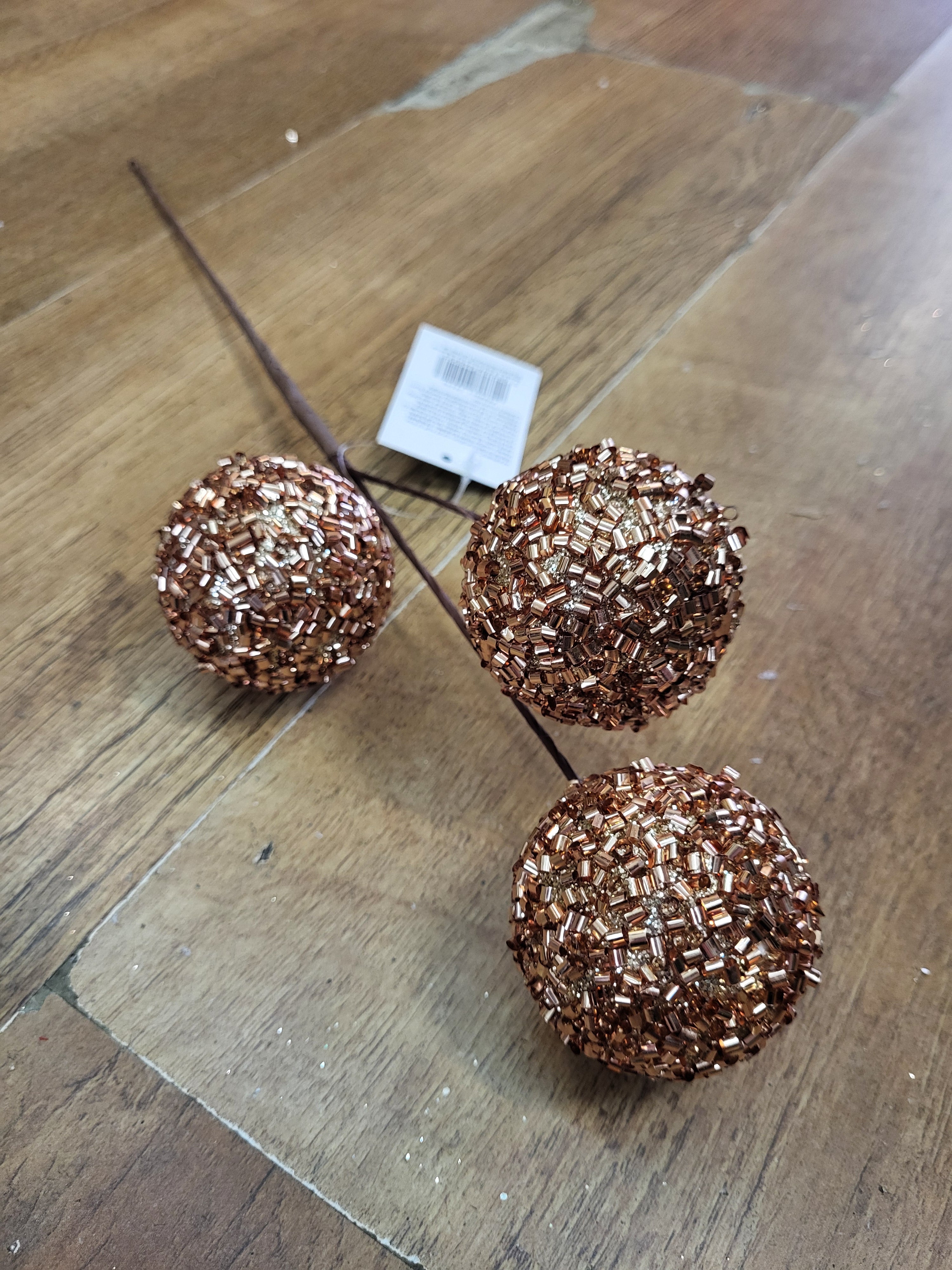 Medium length triple gold beaded bauble stem image 1