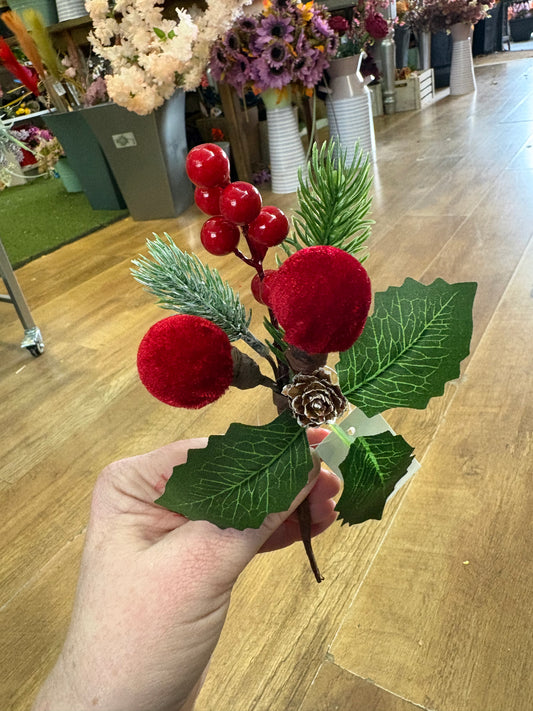 Velvet bauble and berry pick