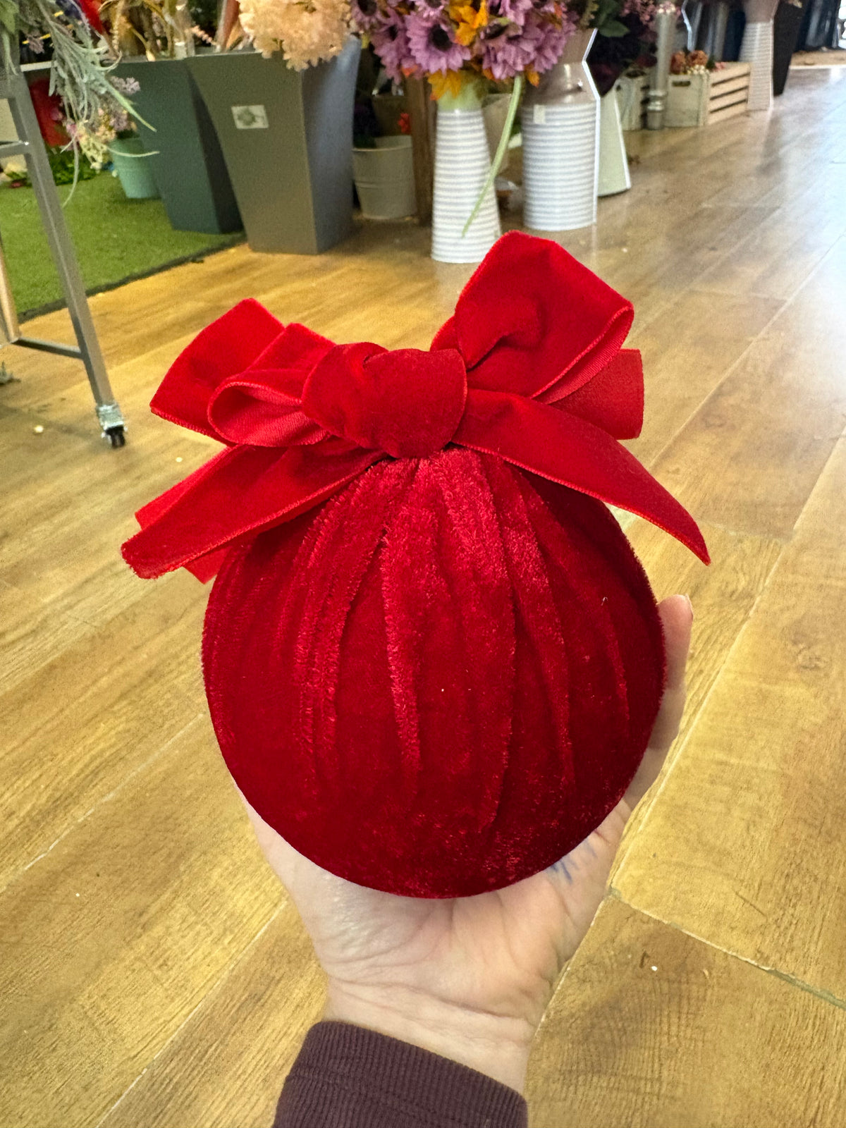 12cm red velvet bauble