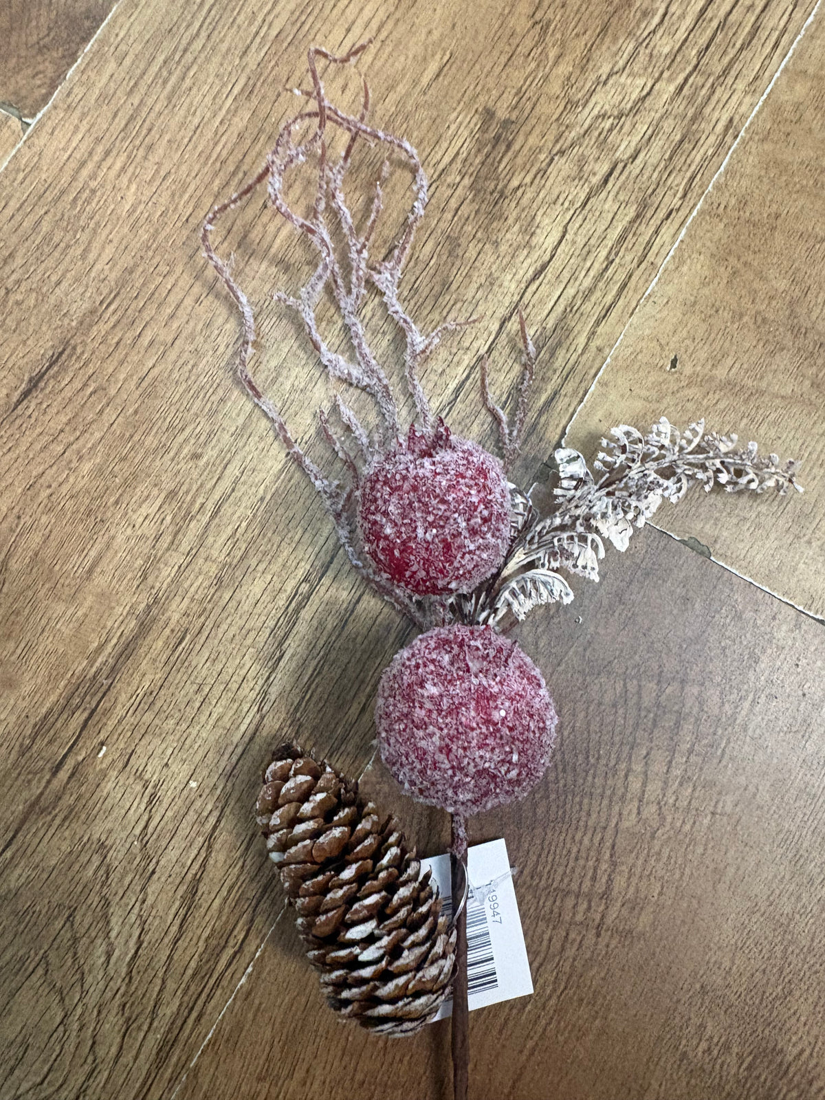 40cm frosted fruits and cone pick