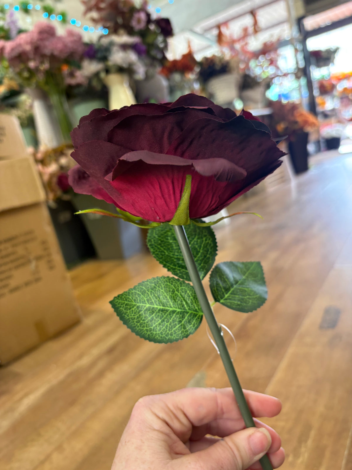 Medium length Grape Tudor rose