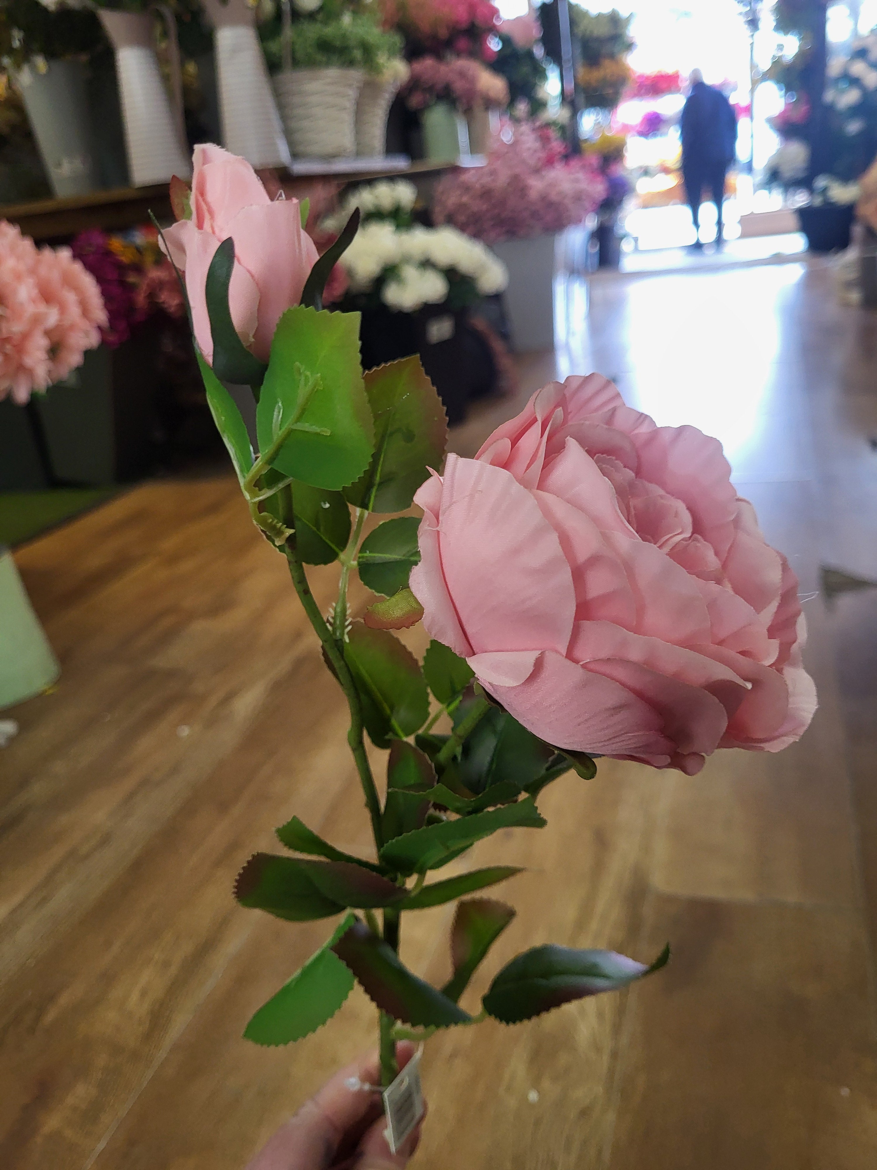 Long stem pink ruffled rose spray  image 5