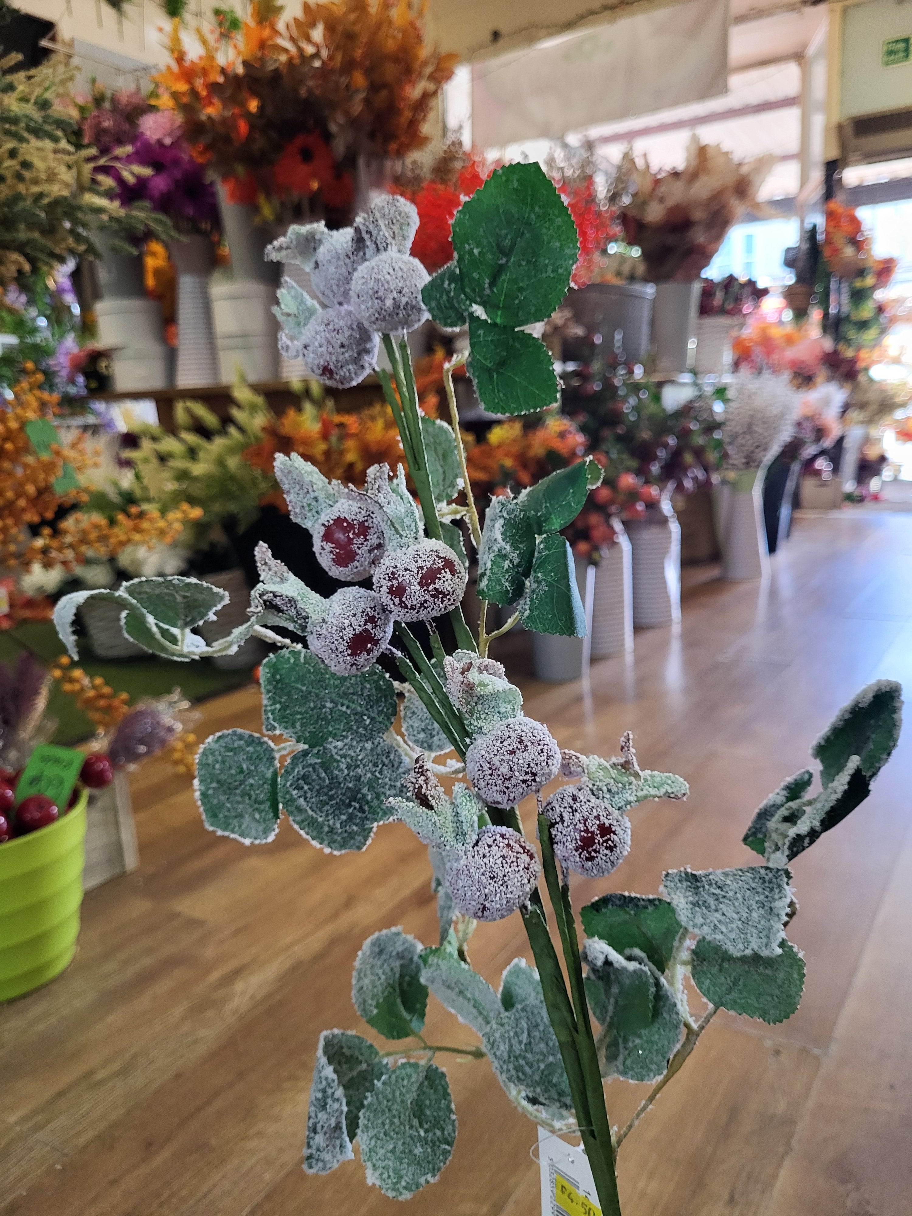 58cm Tall frosted winter Rosehip spray image 2