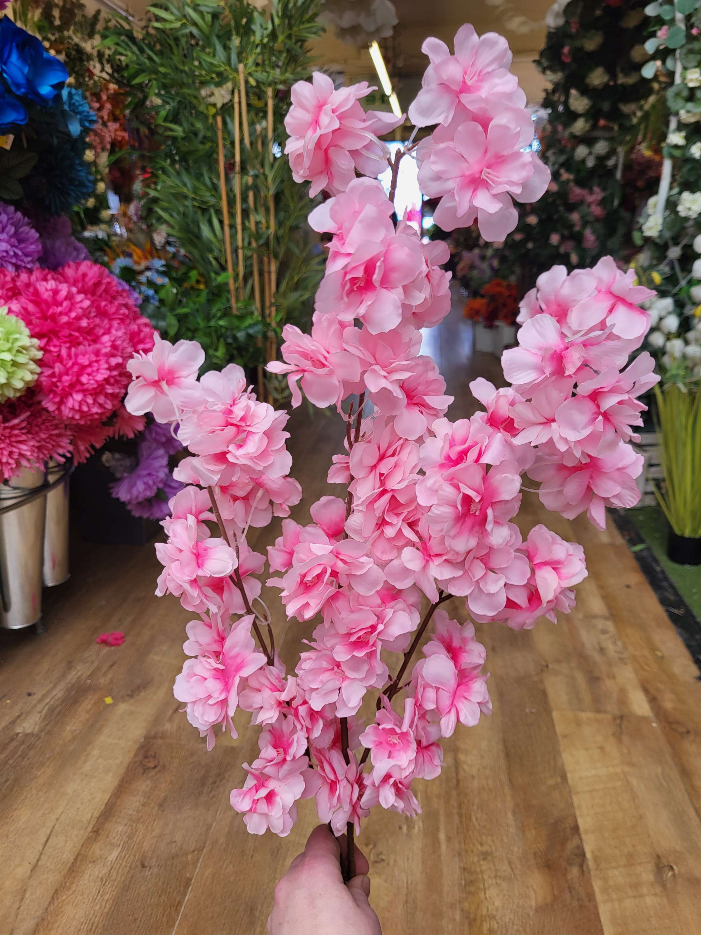 Long stem pink cherry blossom branch image 4