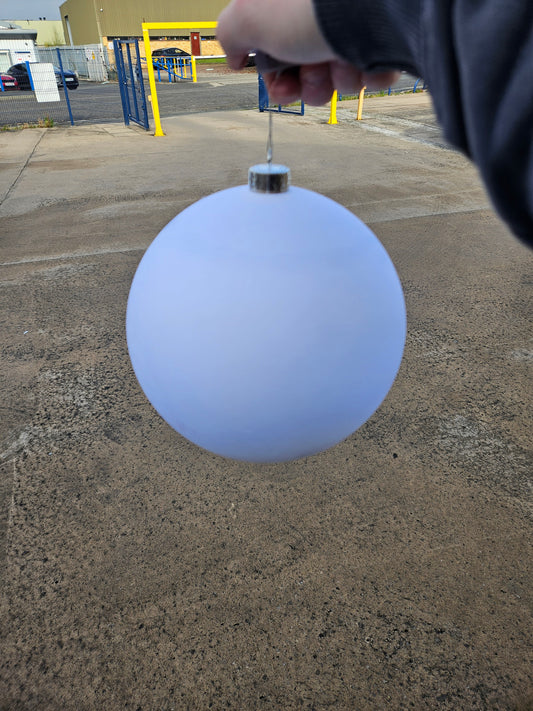Large 20cm White Velvet Bauble