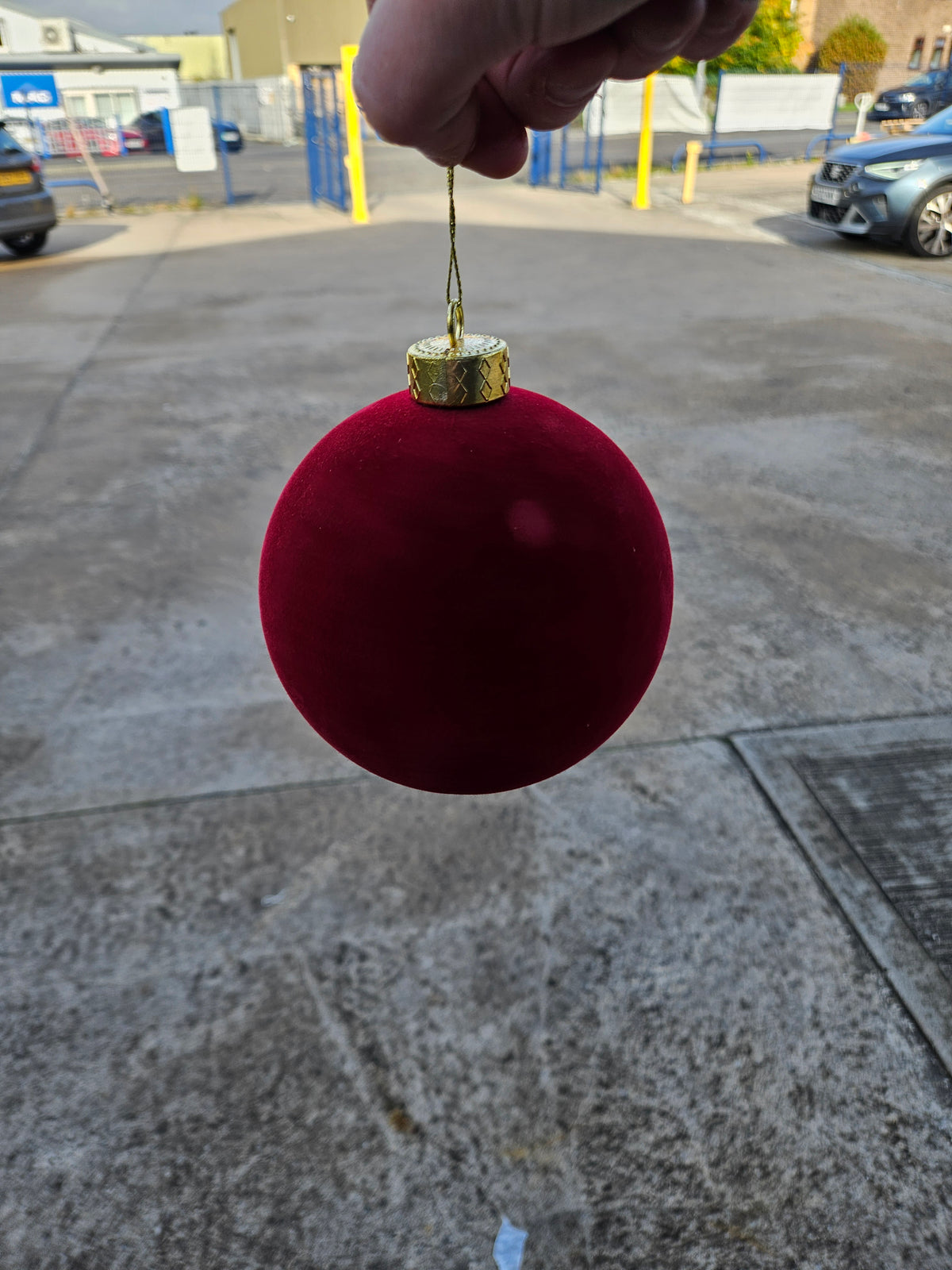 12cm Wine Red Velvet Bauble