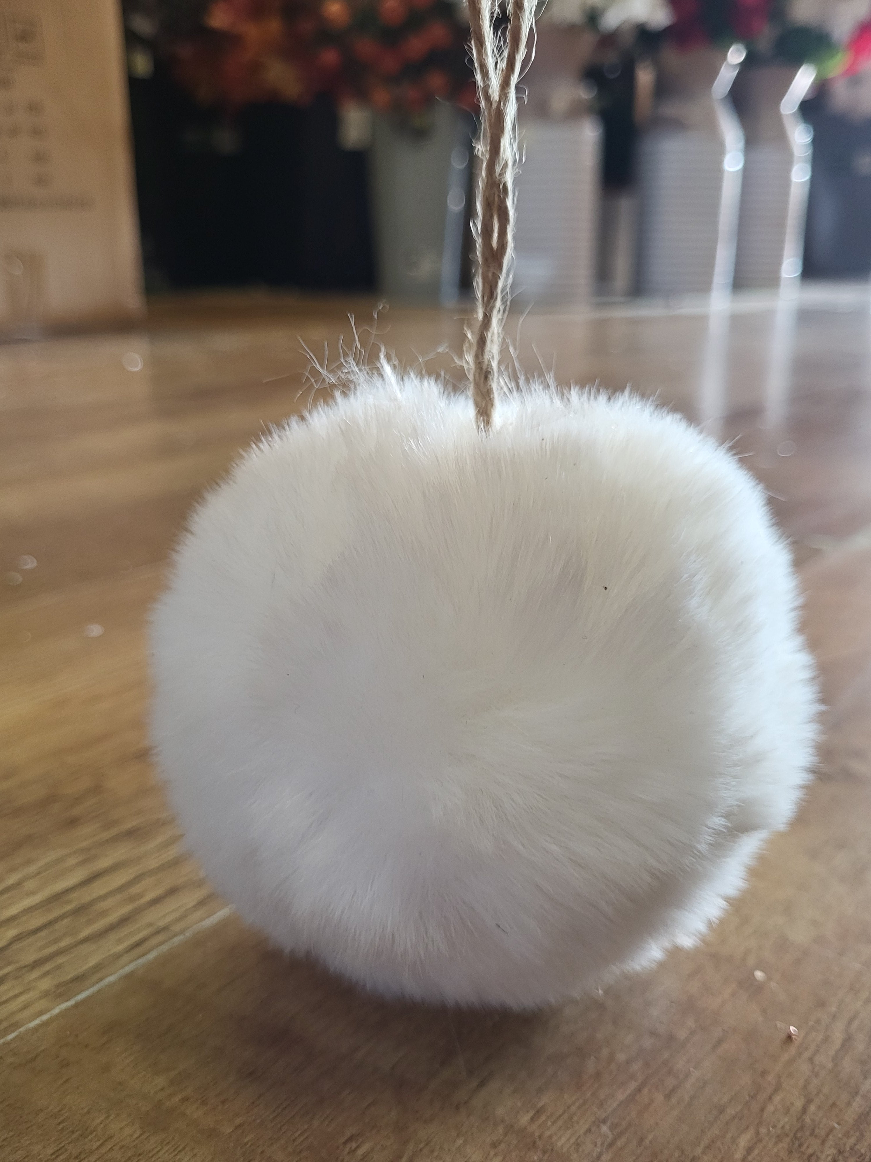 10cm white fluffy bauble image 0