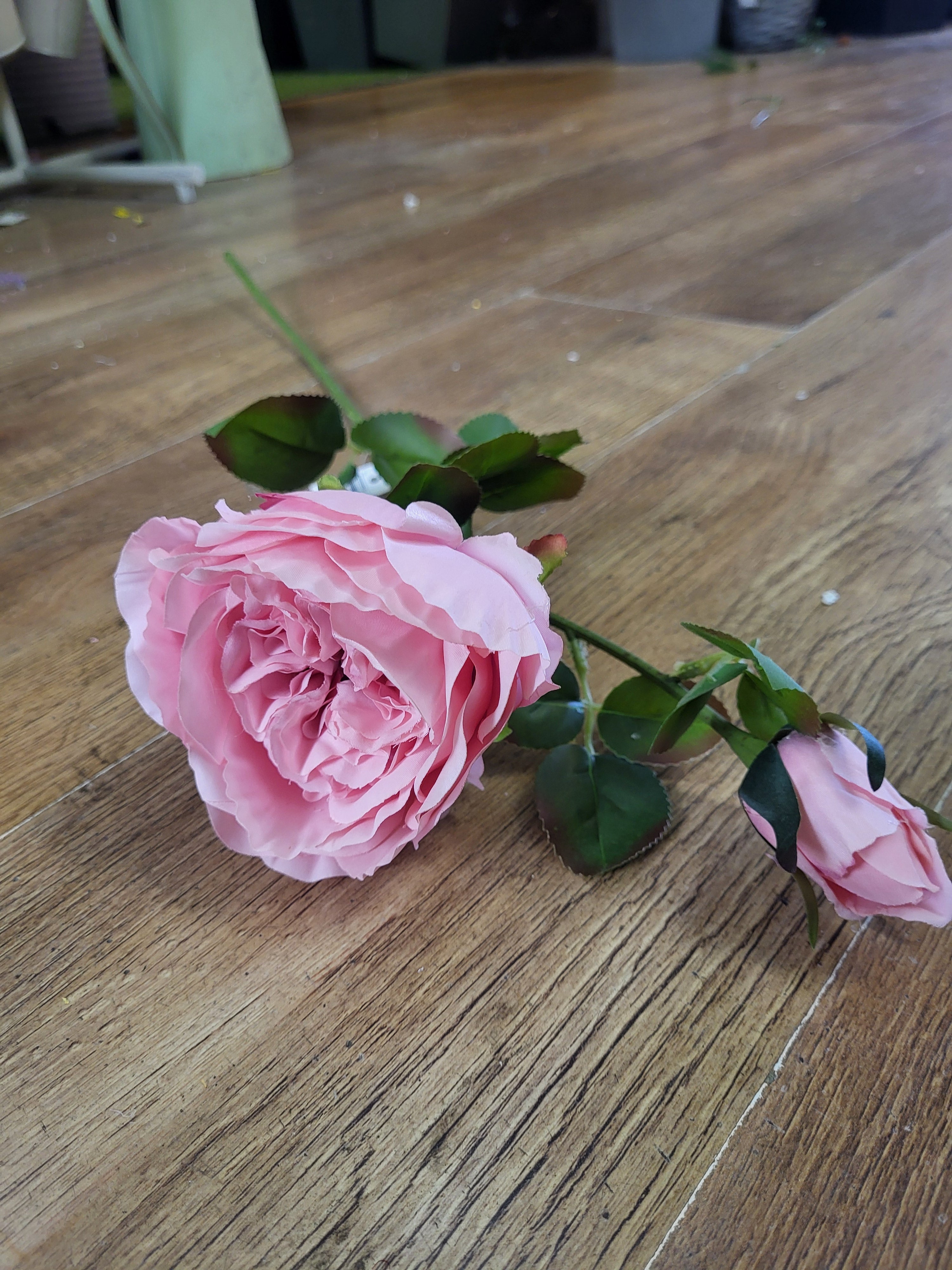 Long stem pink ruffled rose spray  image 2