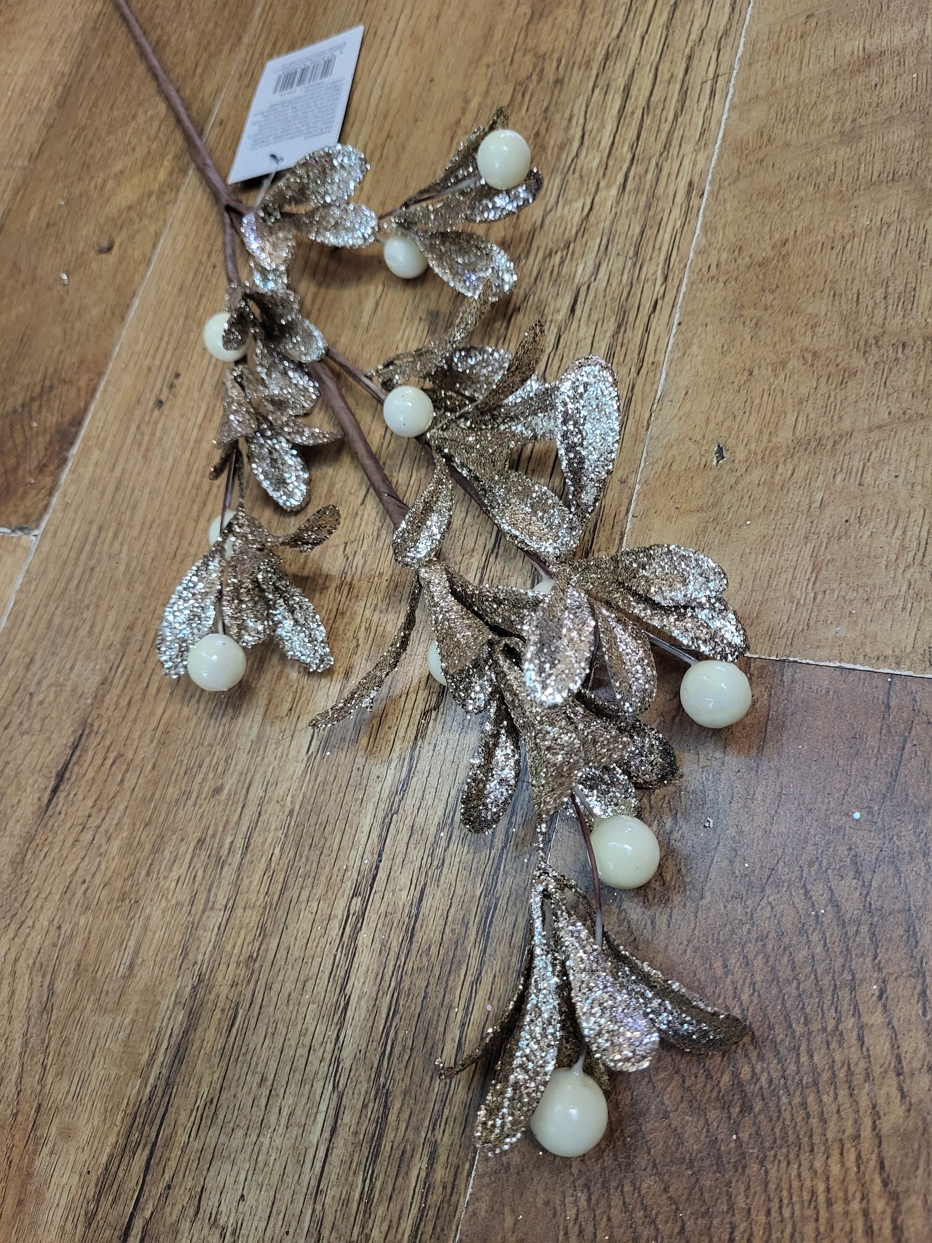 Champagne gold and pearl mistletoe spray image 3