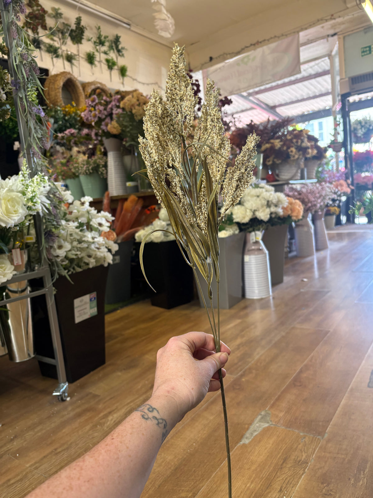 Long stem natural autumn heather spray