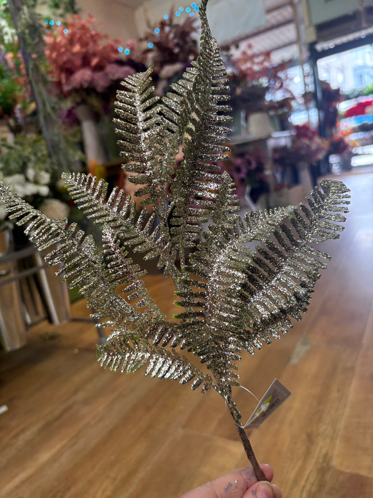 Champagne glittered fern