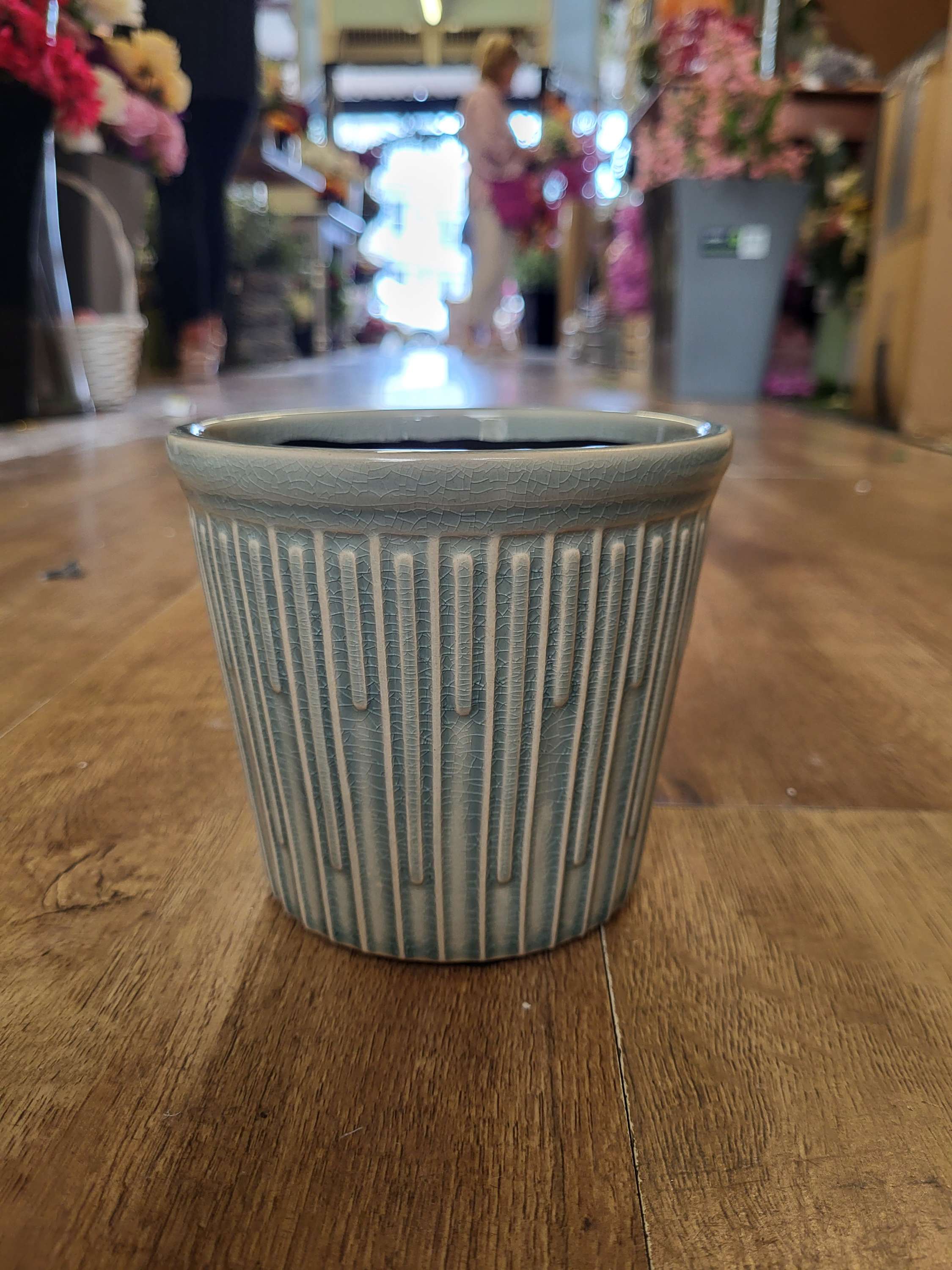 Ceramic pot - light blue/duck egg - D12xH10.5cm image 0